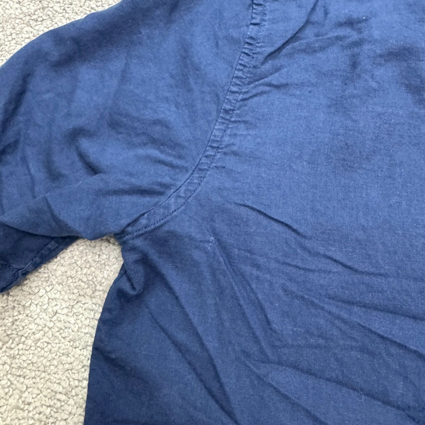 Gap Gap Button-Up Shirt Mens XS True Navy Blue Short Sleeve Casual Linen Cotton Button-Down Collar-Down Breathable Lightweight Pockets Size US XS / EU 42 / 0 - 5 Thumbnail