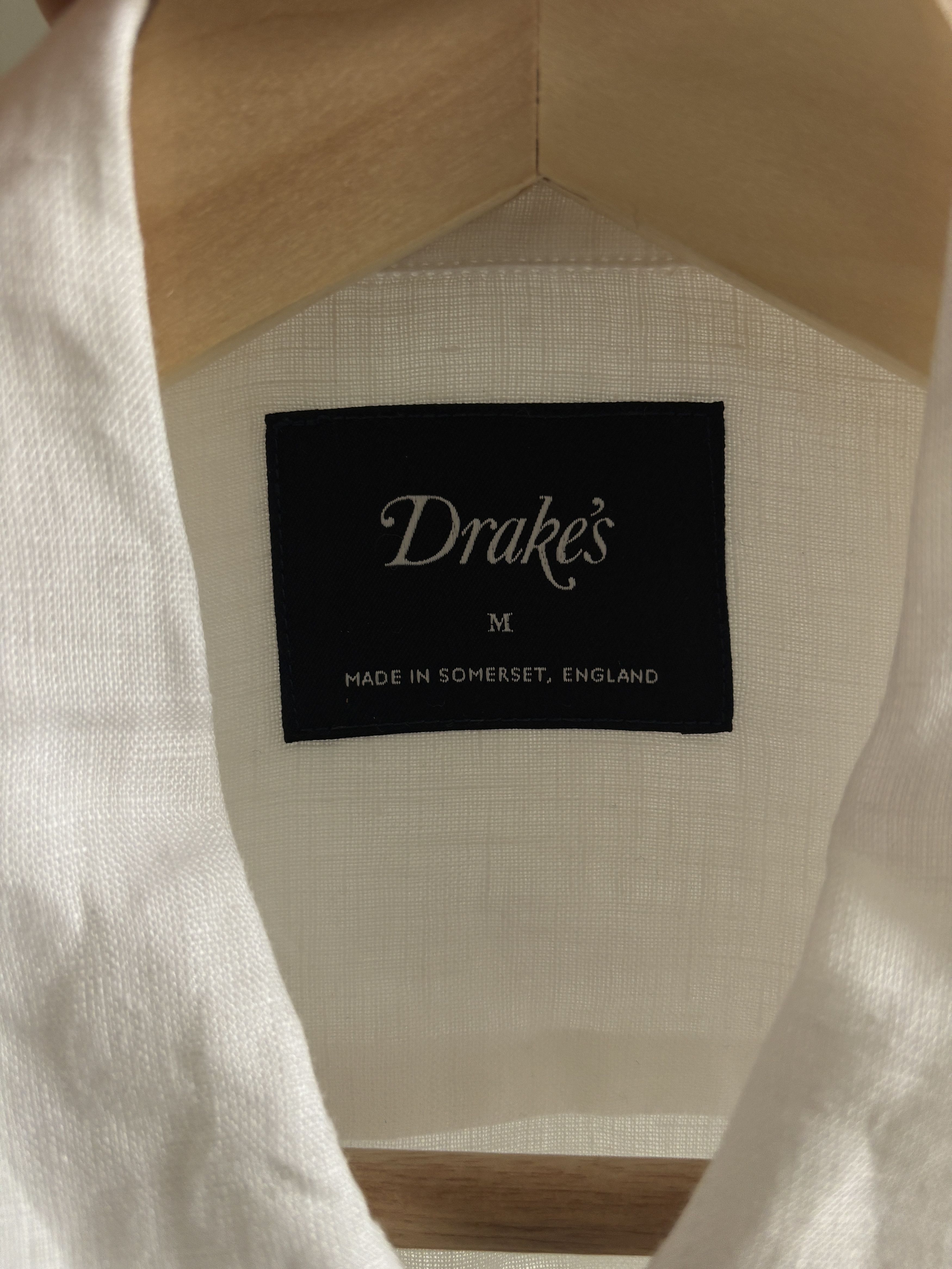 Drake's Drakes White Linen Camp Collar Long Sleeve Shirt Size US M / EU 48-50 / 2 - 4 Thumbnail