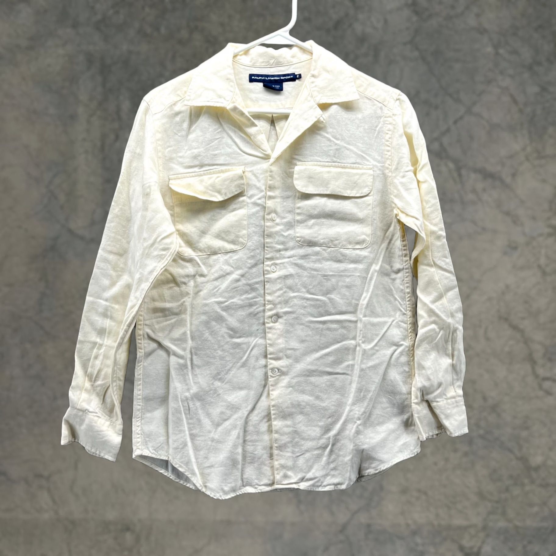 Polo Ralph Lauren VINTAGE Ralph Lauren Sport Shirt Women 2 Button-Up Linen Yellow Long Sleeve Casual, Party/Cocktail, Travel Womens Size XS / US 0-2 / IT 36-38 - 1 Thumbnail