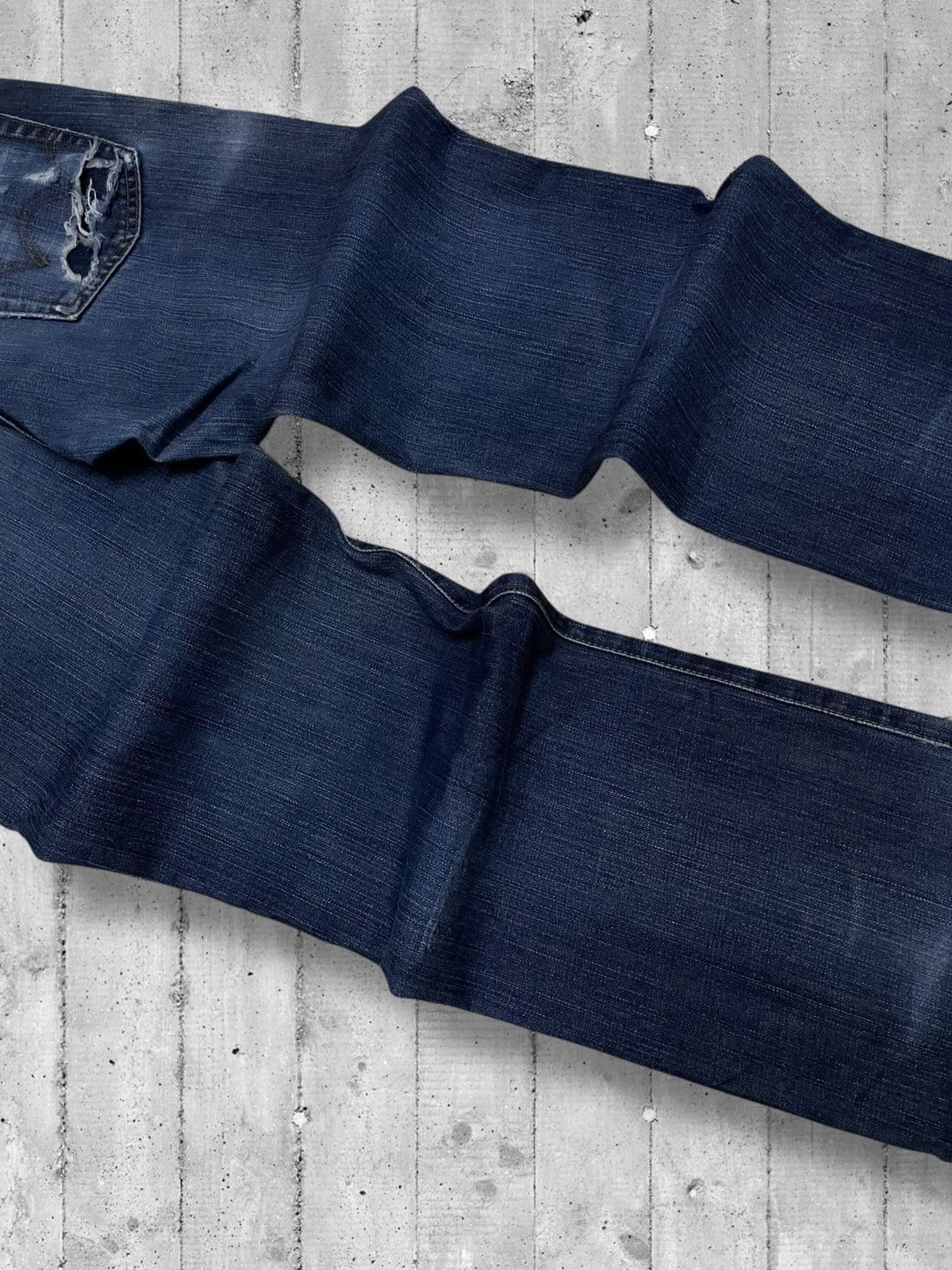 Designer × Edwin × Vintage Vintage 1990s Japan Desiner Edwin Distressed Blue Denim Size US 31 - 13 Thumbnail