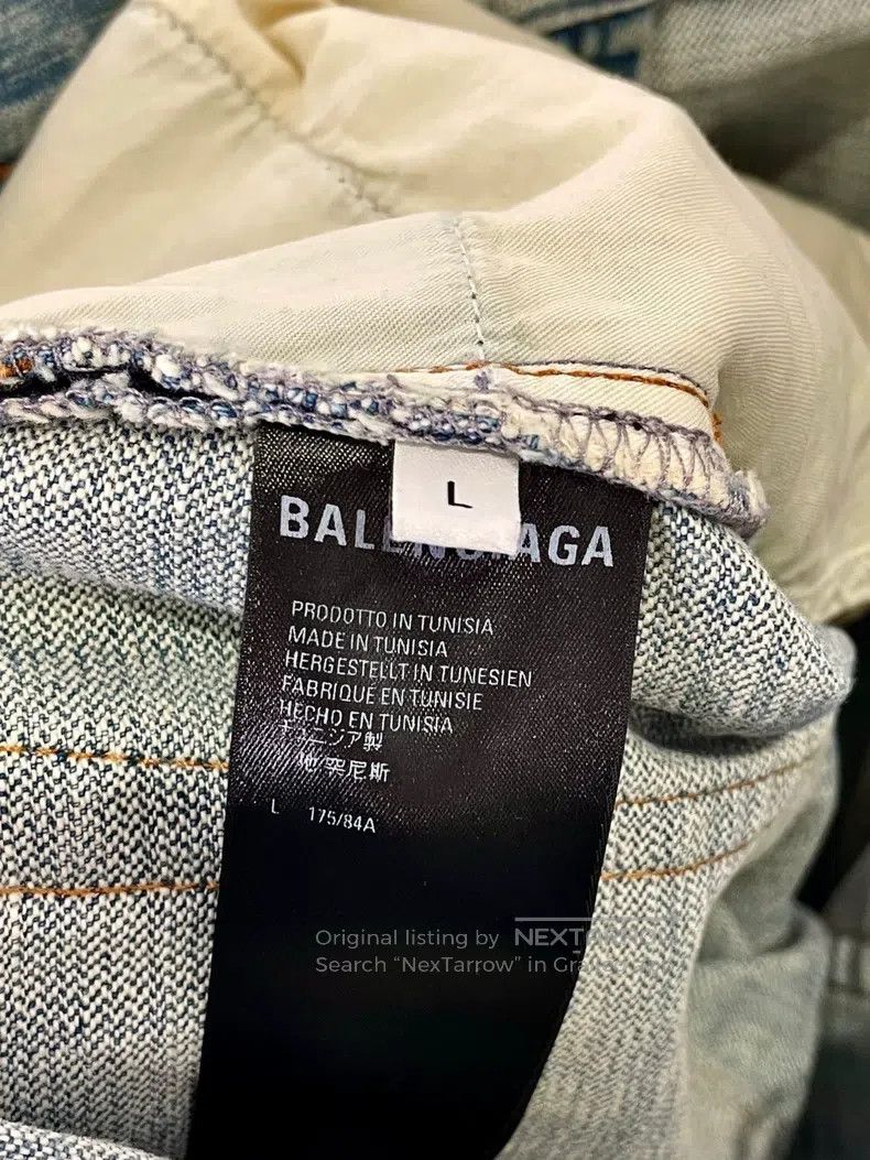 Balenciaga Balenciaga size L Mixed Shirt Button Straight Loose Blue D Size US 27 - 5 Thumbnail