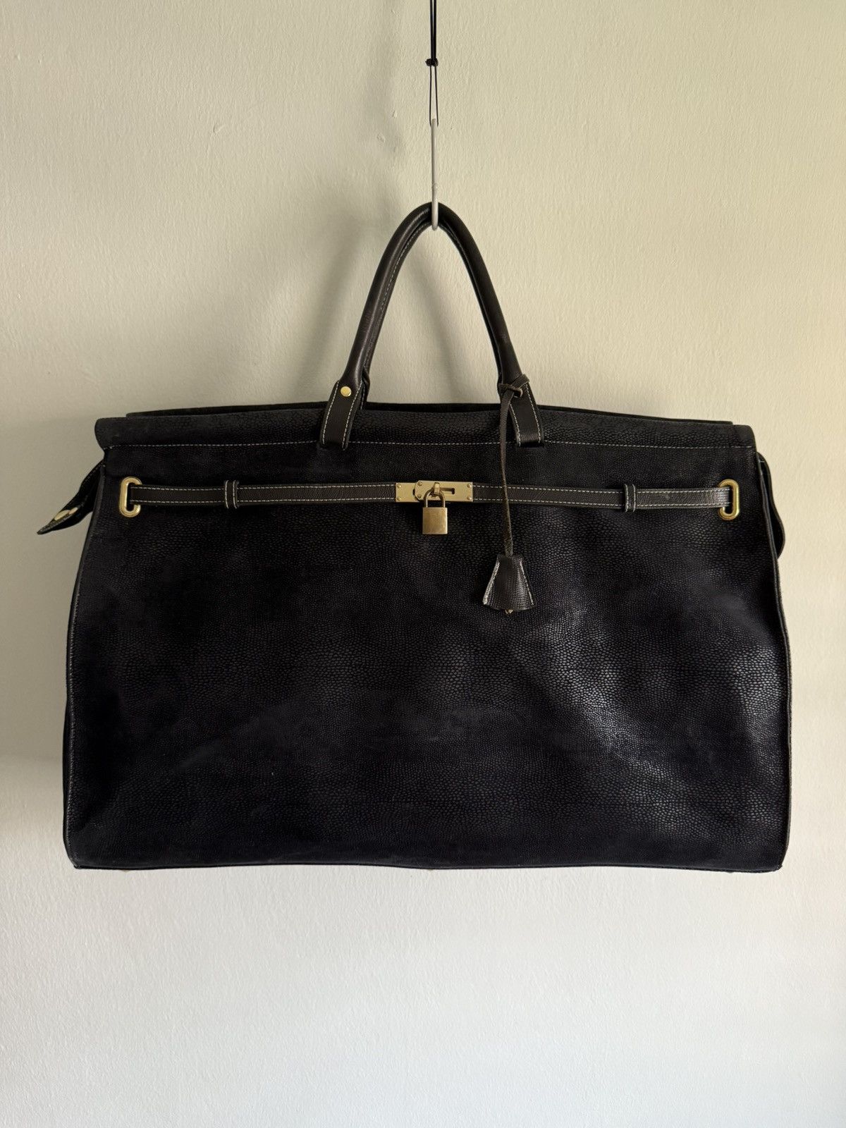 Vintage Black large leather Birkin tote bag Size ONE SIZE - 1 Thumbnail