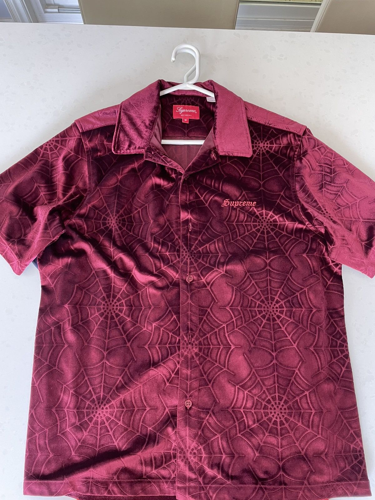 Supreme Velour Shirt Burgundy Paisley（19aw SUPREME