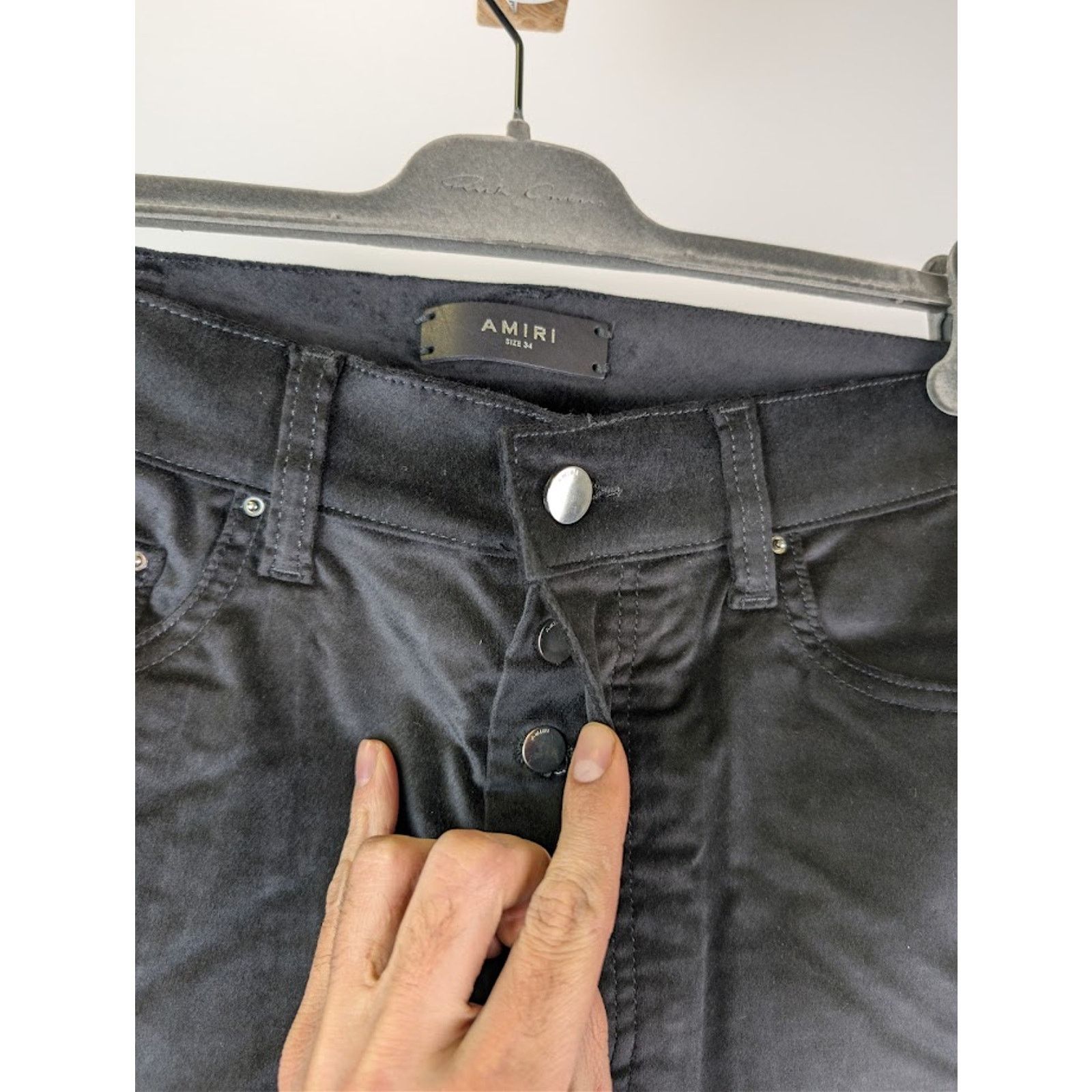 Amiri o1rshd1 Velour Skinny Stack Jeans in Black Size US 29 - 8 Thumbnail