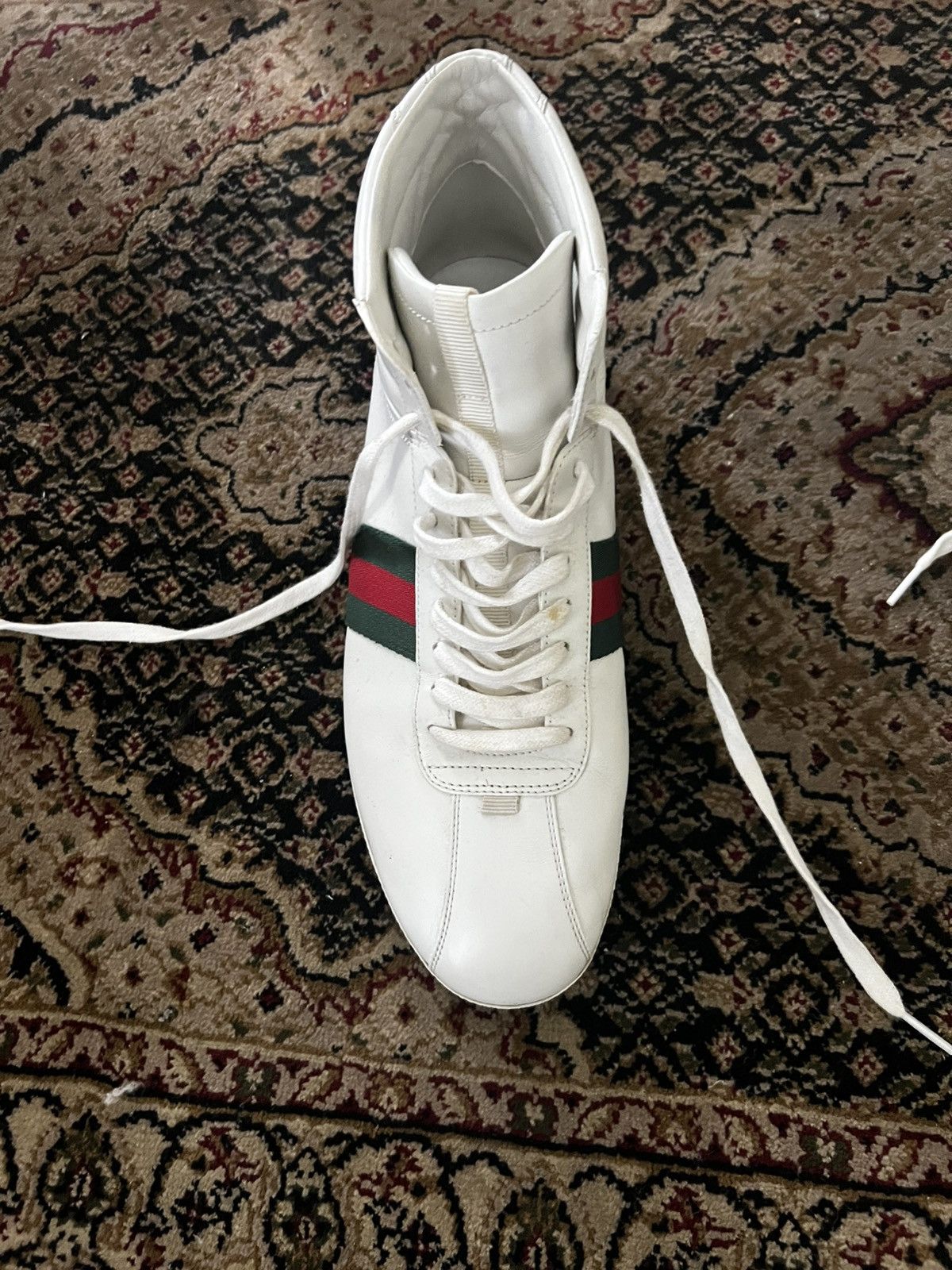 Gucci The Gucci Ace Web High-Top Sneakers Size US 11.5 / EU 44-45 - 3 Thumbnail
