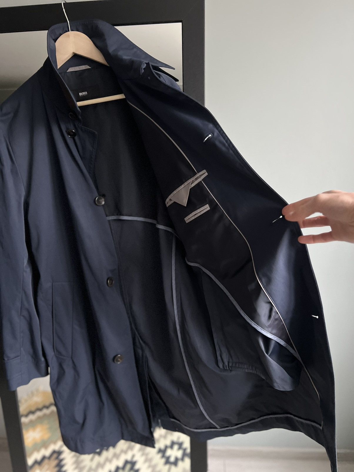 Hugo Boss Hugo Boss Water-Repellent Navy Long Short Coat Size US M / EU 48-50 / 2 - 3 Thumbnail