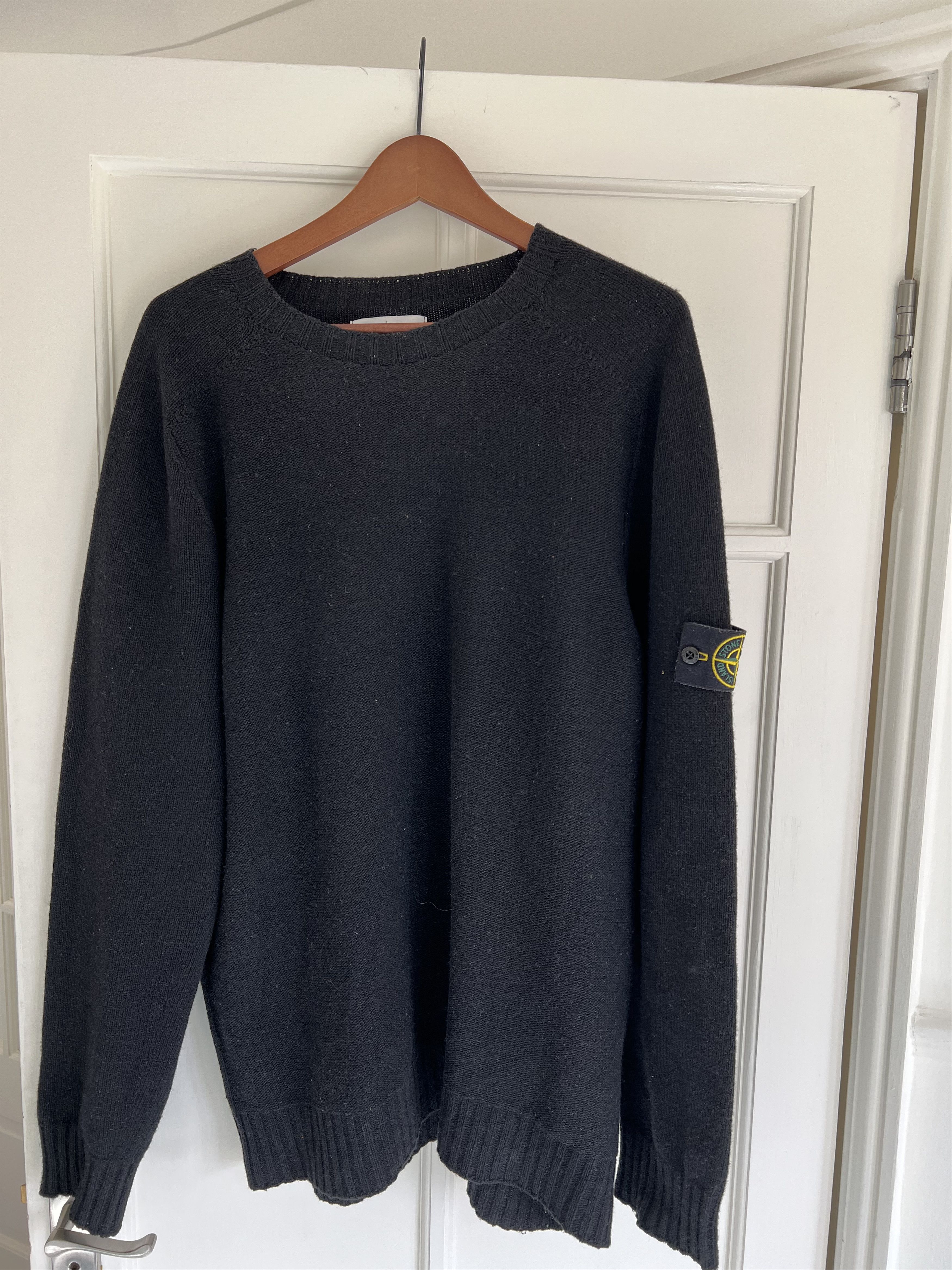 image of Stone Island Knit Crewneck Black , Men's (Size 2XL)