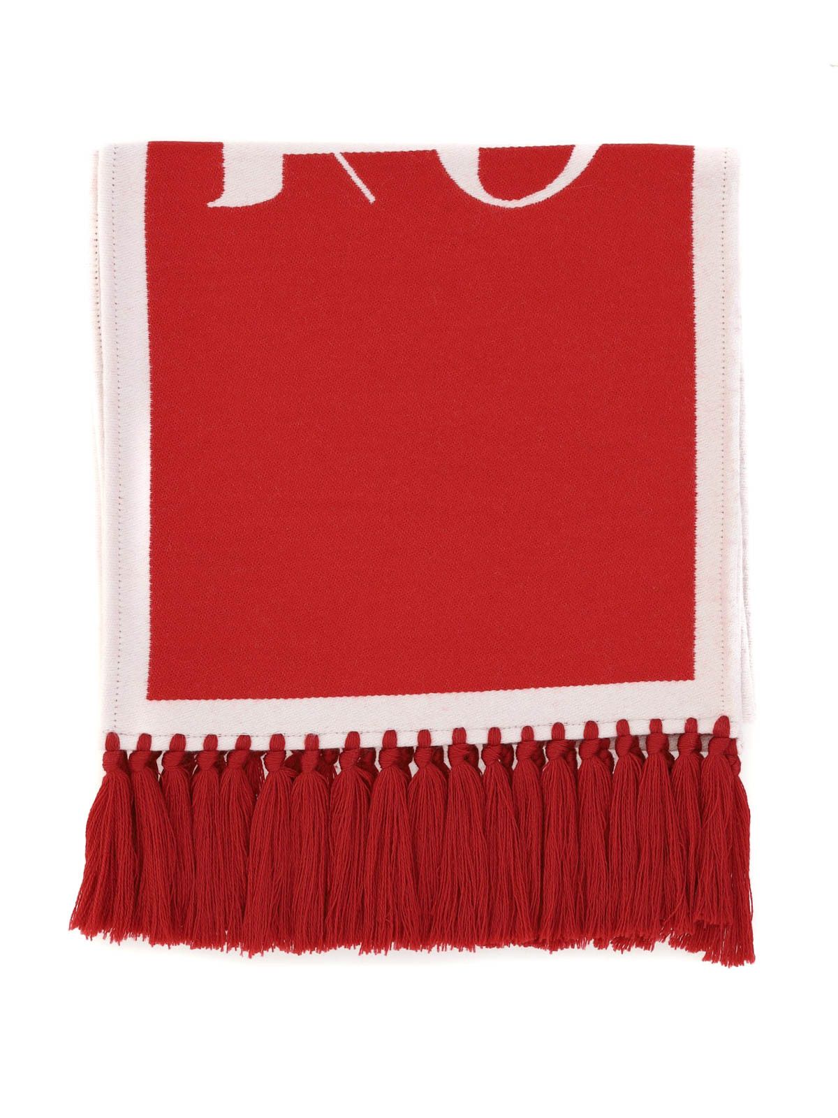 Palm Angels o1gr1nt0425 Size: OS / Logo Knitted Scarf in Red White Size ONE SIZE - 2 Thumbnail