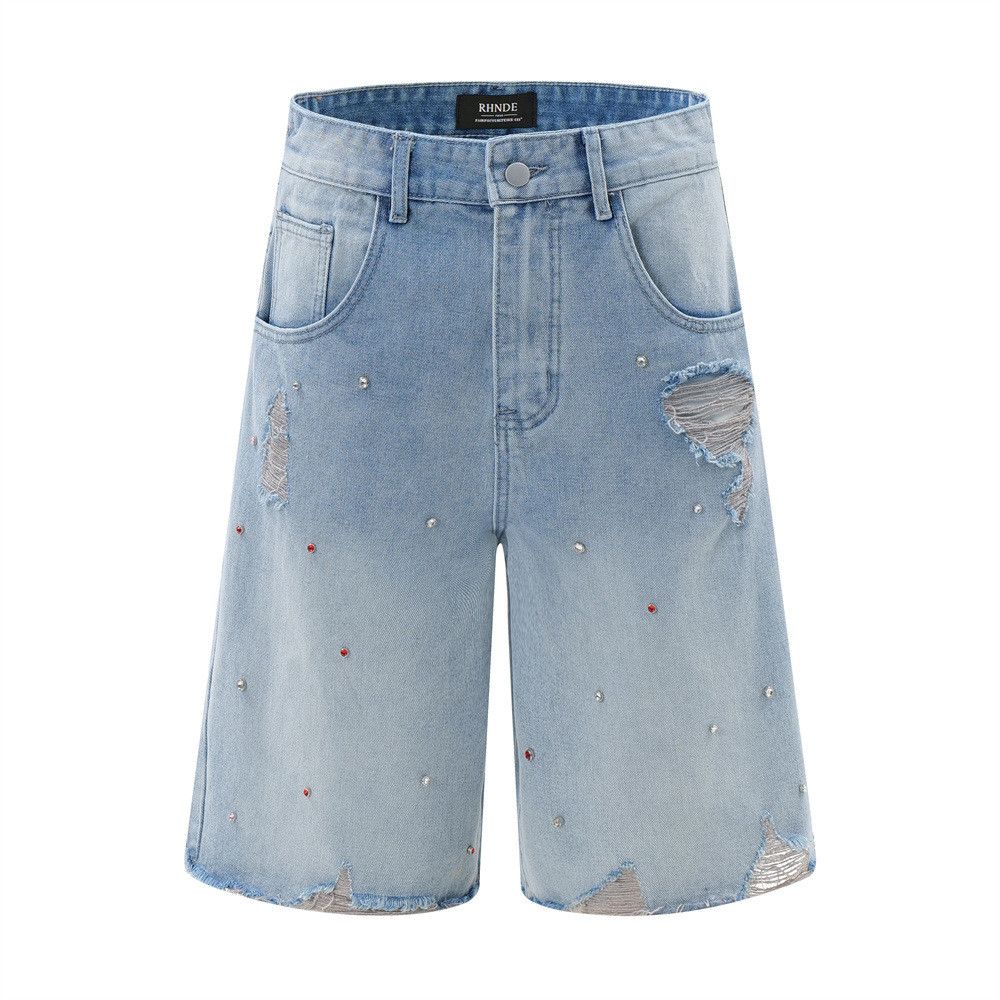 Japanese Brand × Jean Men's punk high street ripped raw edge denim shorts Size US 32 / EU 48 - 1 Thumbnail