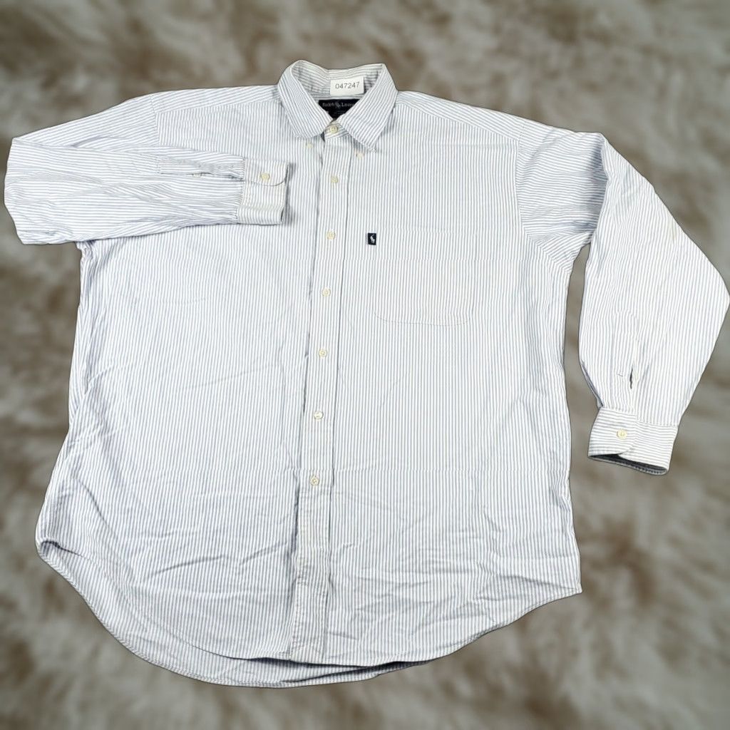 Ralph Lauren Ralph Lauren Shirt Mens Large Blue Striped Button-Up Long Sleeve Casual Business Formal Workwear Size US L / EU 52-54 / 3 - 1 Thumbnail