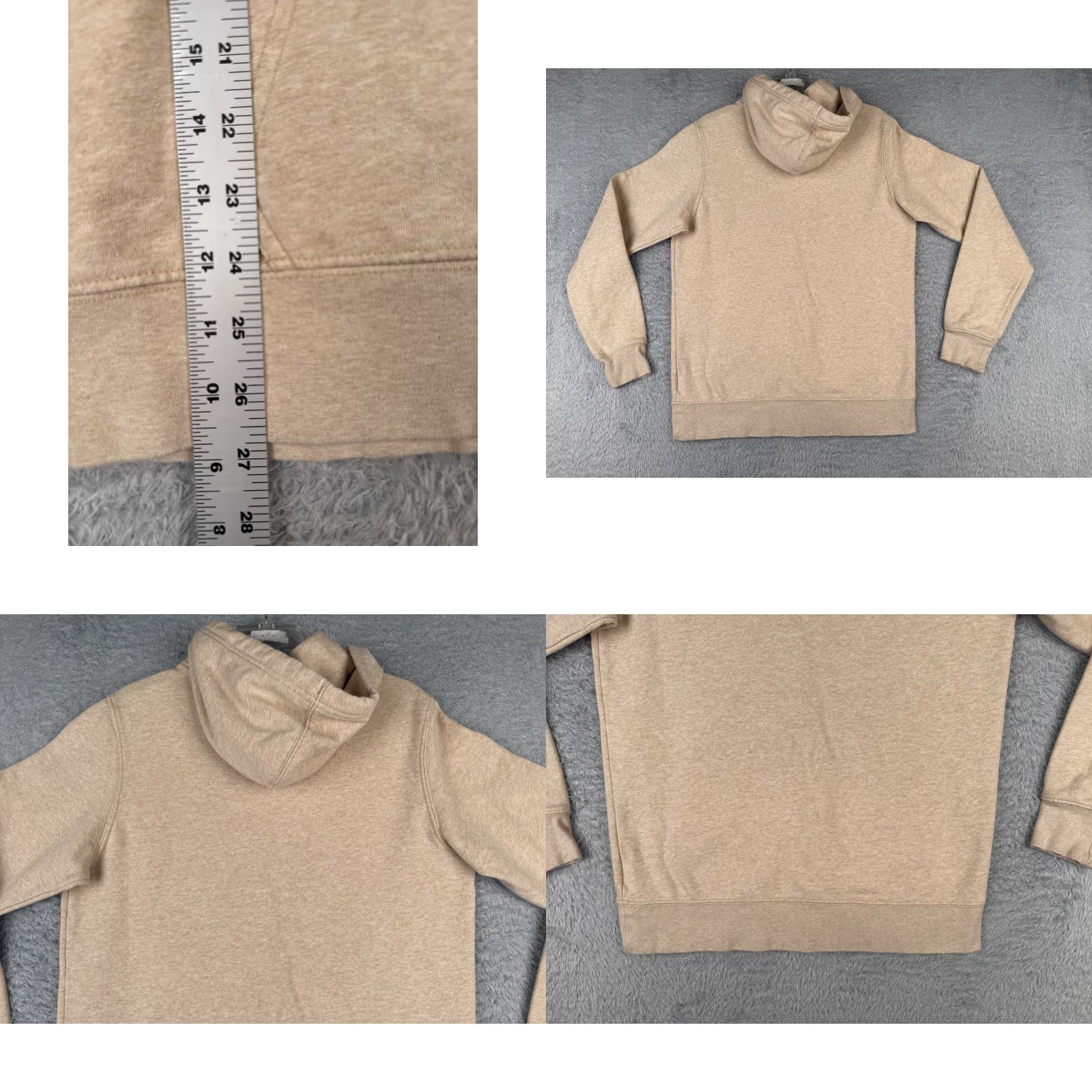 The North Face The North Face Hoodie Mens Small Beige Front Logo Pullover Jersey Fabric Crew Neck Zip Pockets Lightweight Logo Clothing Sweatshirt Size US S / EU 44-46 / 1 - 9 Thumbnail