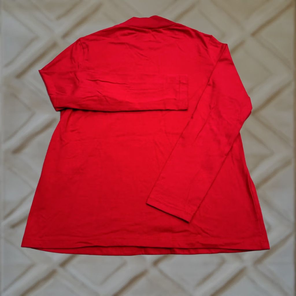 Vintage American Sweetheart Shirt Womens Large Red Cotton Blend Mock Neck Long Sleeve Casual Shirt Size L / US 10 / IT 46 - 1 Thumbnail