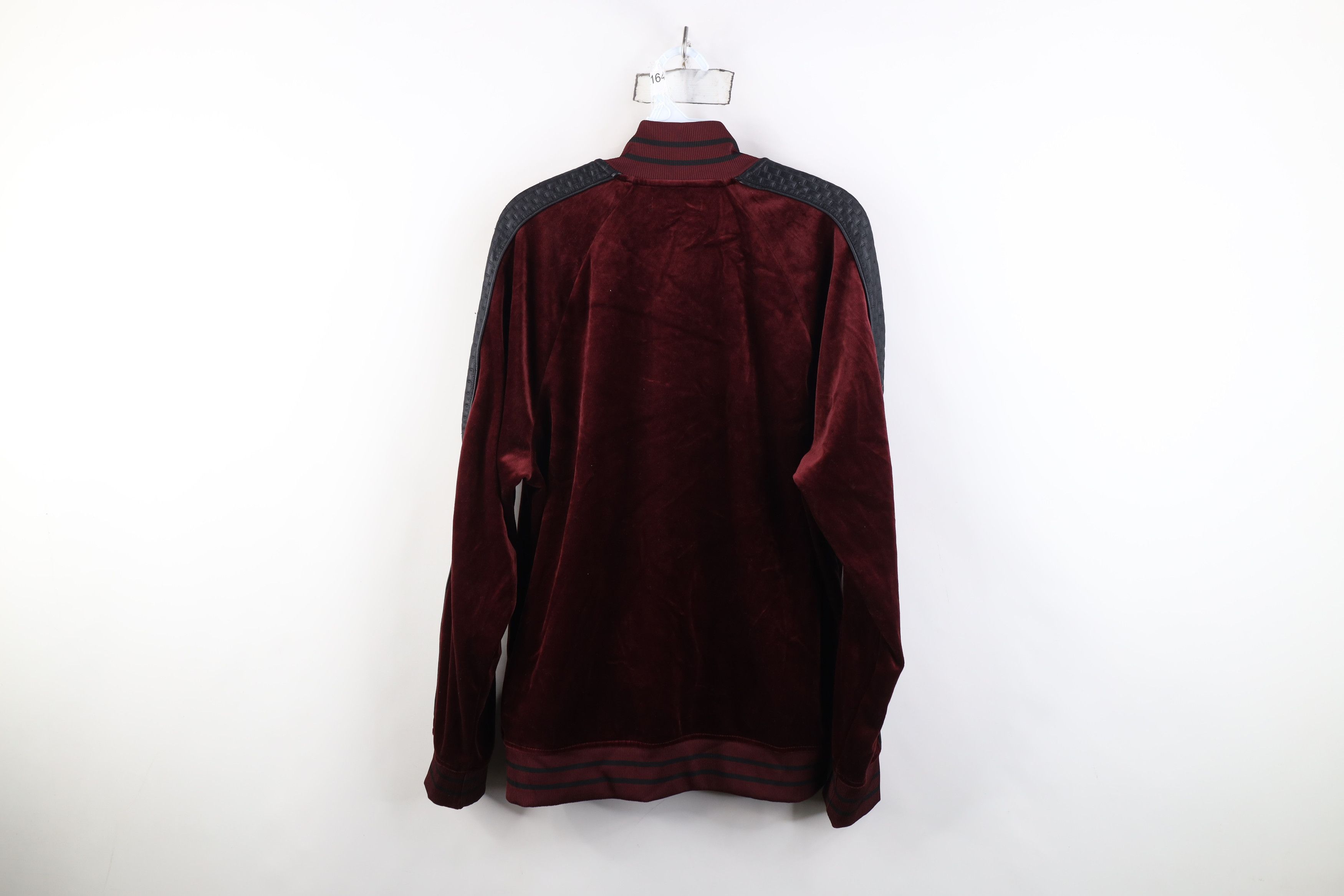 Vintage Y2K Streetwear Velour Full Zip Jacket Burgundy Red Black Size US M / EU 48-50 / 2 - 12 Thumbnail