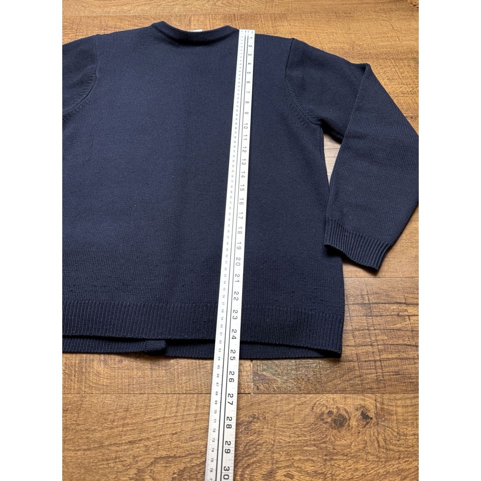 Talbots VINTAGE Talbots Cardigan Sleeve Long Knit 100% Wool Cable Gold Buttons Women Size S Blue Crew Neck Pullover Sweater 90s Classic Preppy Size S / US 4 / IT 40 - 8 Thumbnail