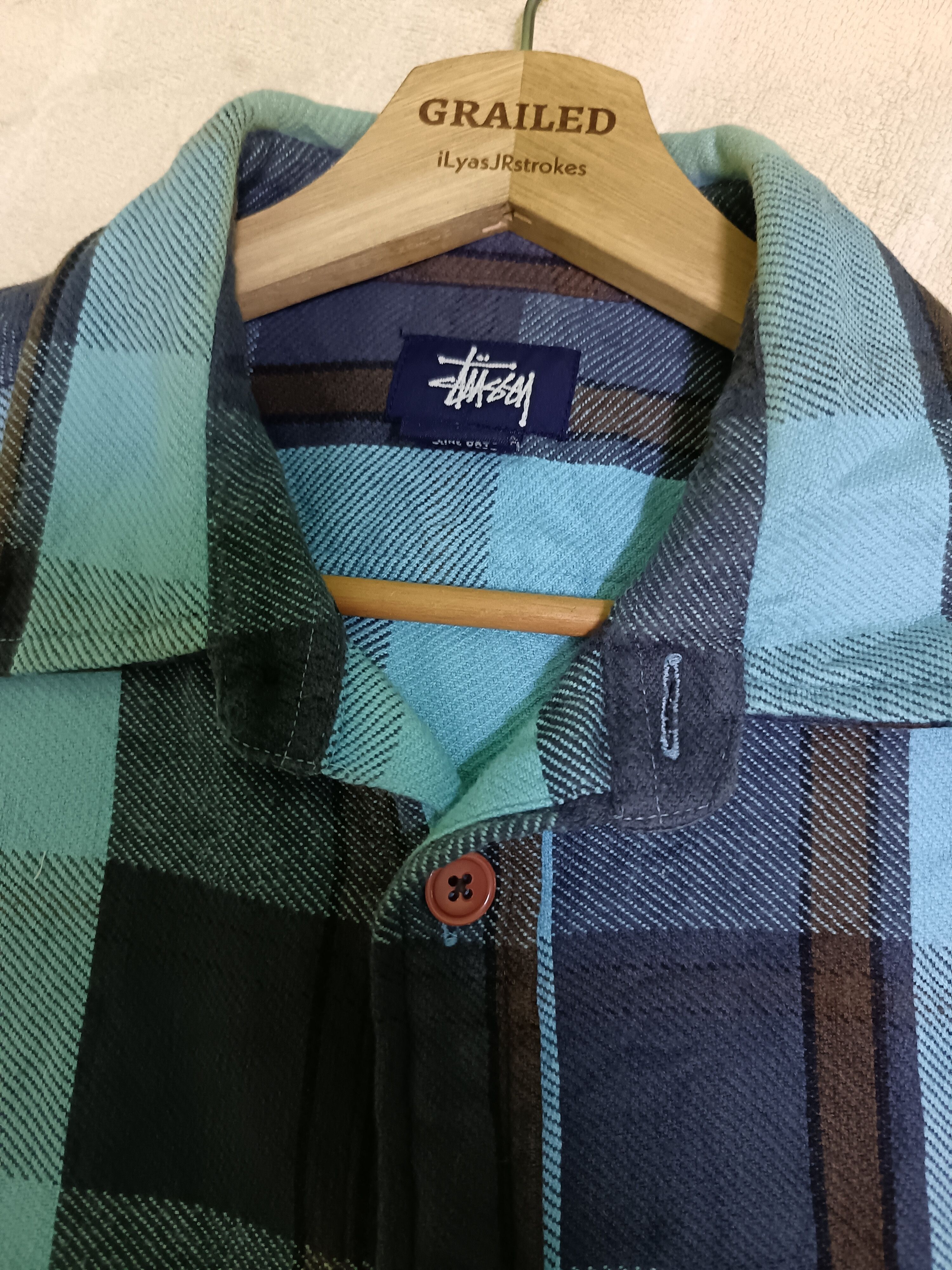 Stussy × Vintage Stussy Flannel Long Sleeve Collar Size US L / EU 52-54 / 3 - 10 Thumbnail