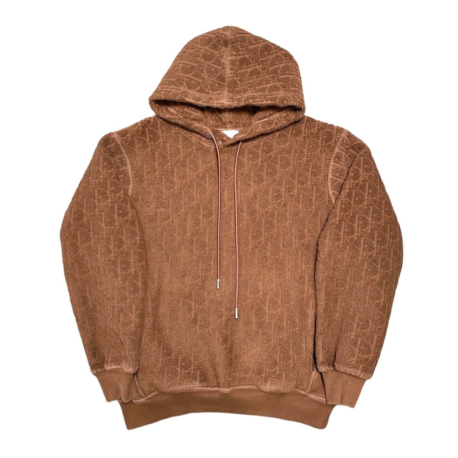 Image of Dior Oblique Towel Hooded Sweatshirt Brown, Men's (Size XS)