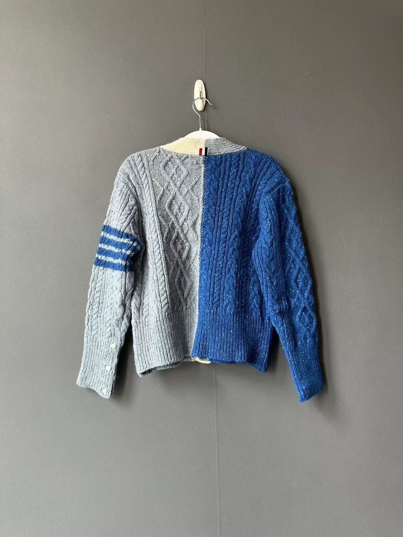 Thom Browne Thom Browne size2 Gray and blue patchwork sheep sweater Size US M / EU 48-50 / 2 - 2 Thumbnail