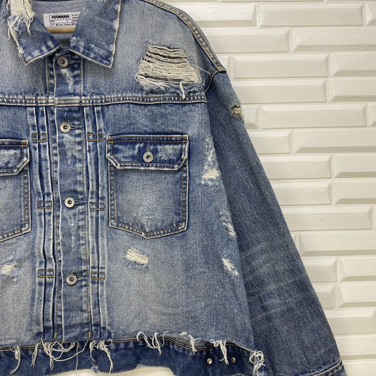 14th Addiction × KMRii Distress Denim Trucker Jacket Size US M / EU 48-50 / 2 - 8 Thumbnail