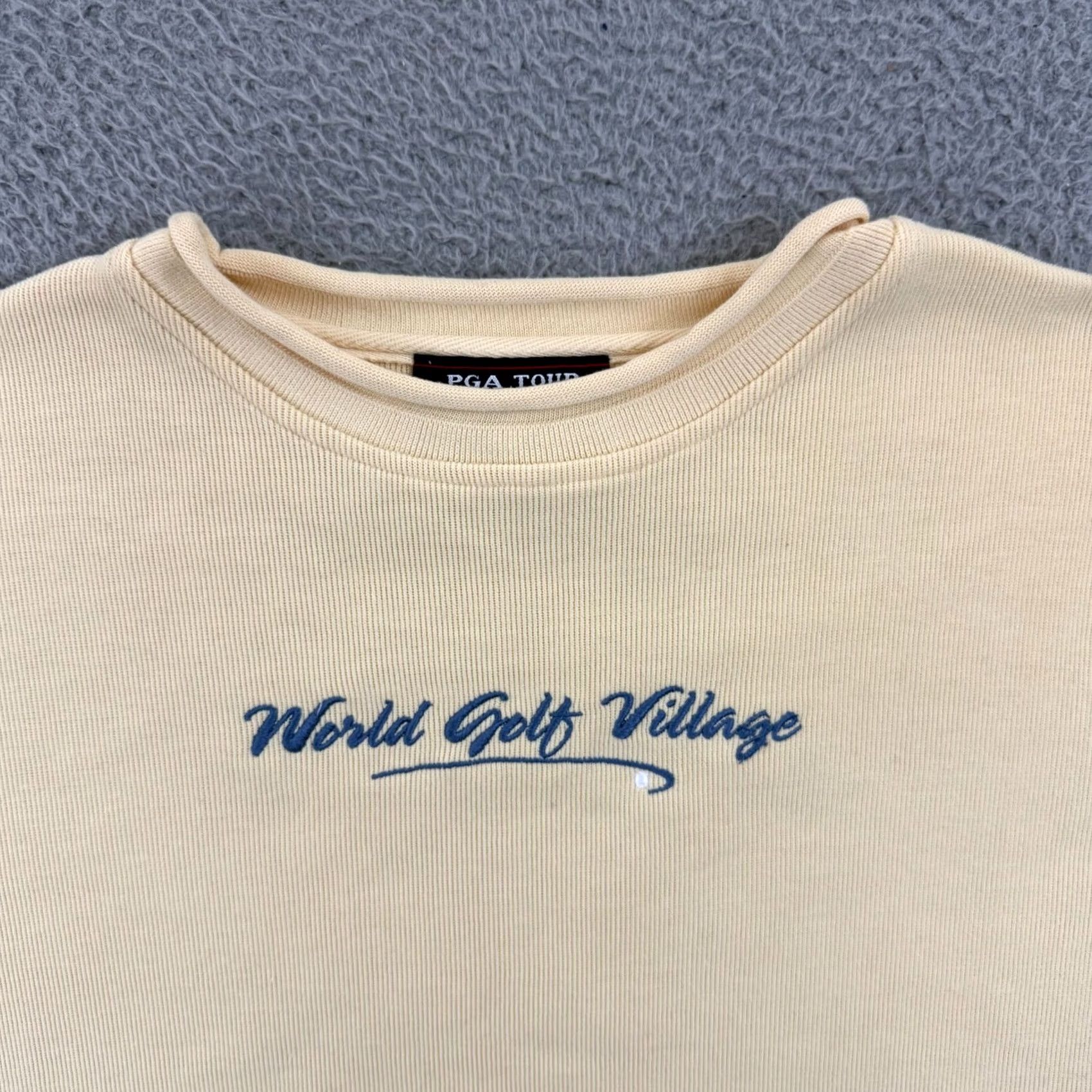 PGA Tour VINTAGE PGA TOUR Sweater Women M Yellow Pullover Casual Long Sleeve Golf Village Size M / US 6-8 / IT 42-44 - 3 Thumbnail