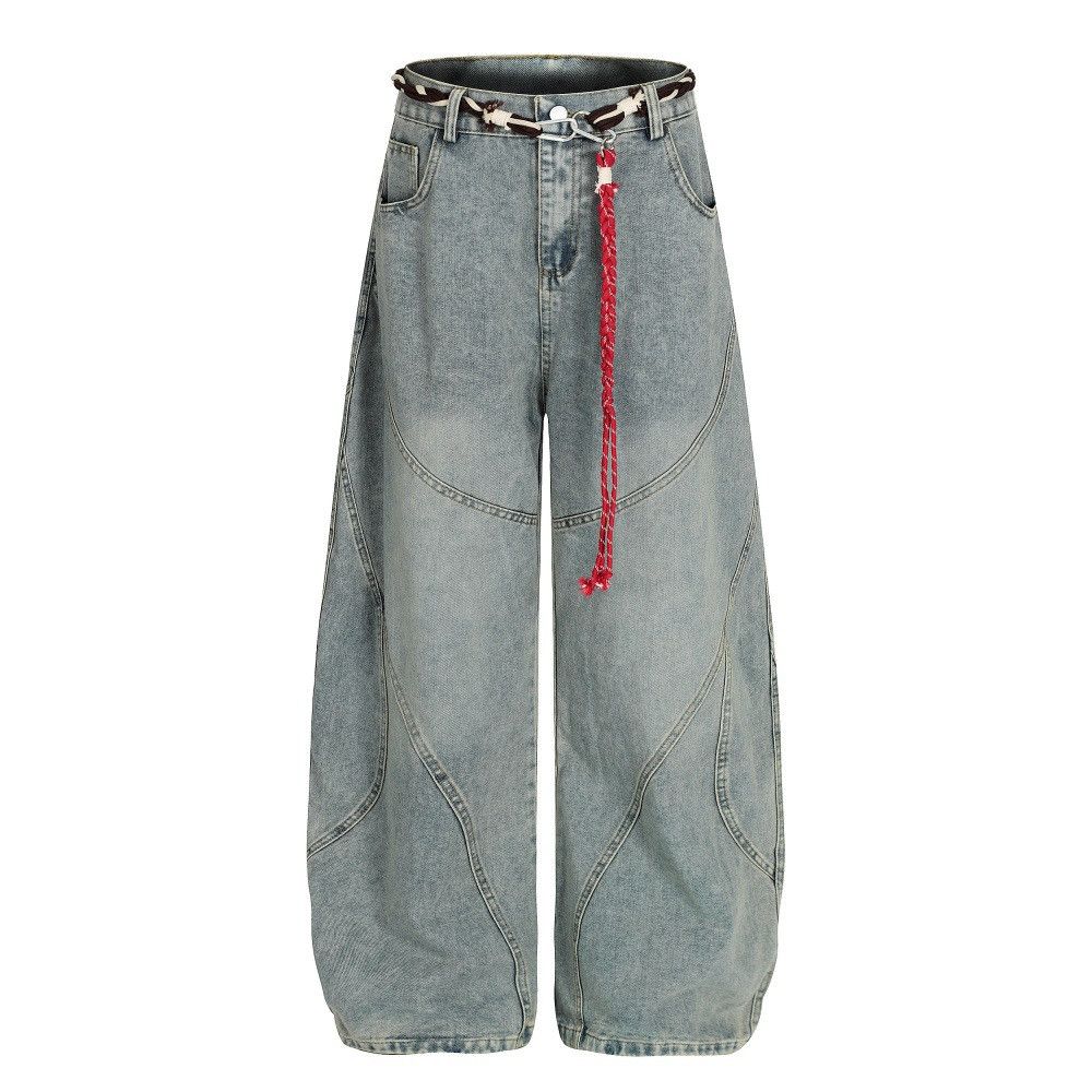 Jean American waistband washed distressed wide-leg scimitar jeans Size US 34 / EU 50 - 1 Thumbnail