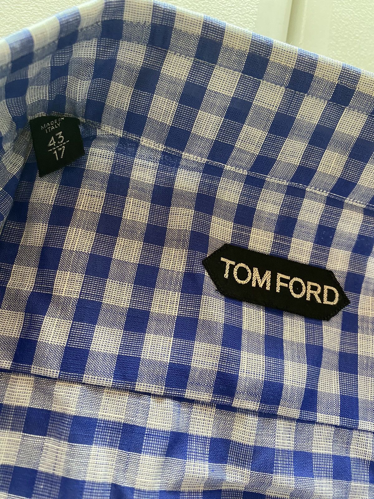 Tom Ford Tom Ford blue/grey gingham check shirt 17 43e NWOT Size US L / EU 52-54 / 3 - 6 Thumbnail