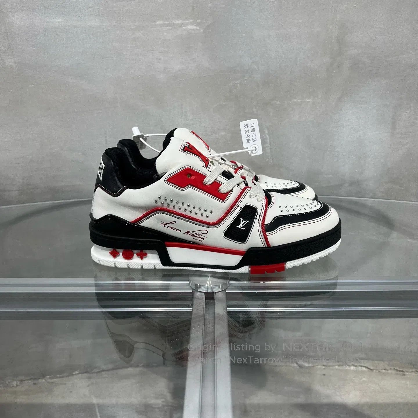 Louis Vuitton Louis Vuitton Trainer Black and Red Willow Nail shoes Size US 5.5 / IT 35.5 - 4 Thumbnail