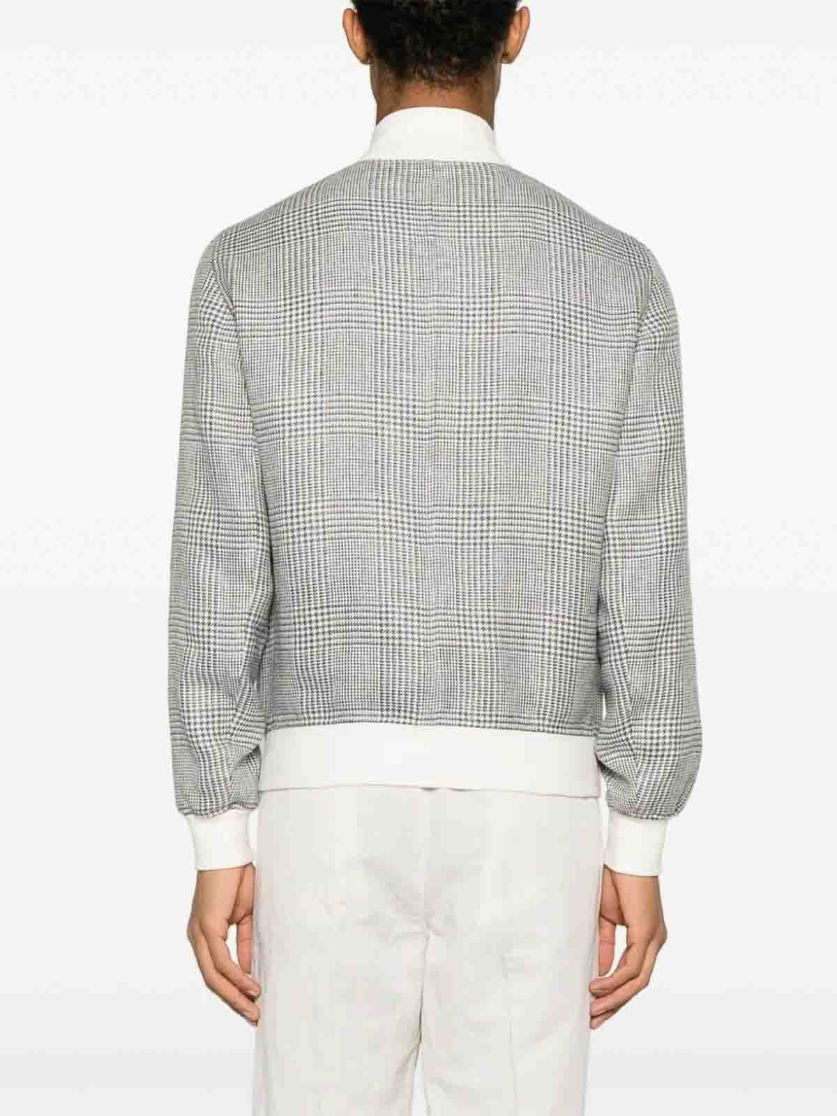 Brunello Cucinelli o1y0526 Casual Jacket in Gray/White Size US L / EU 52-54 / 3 - 4 Thumbnail