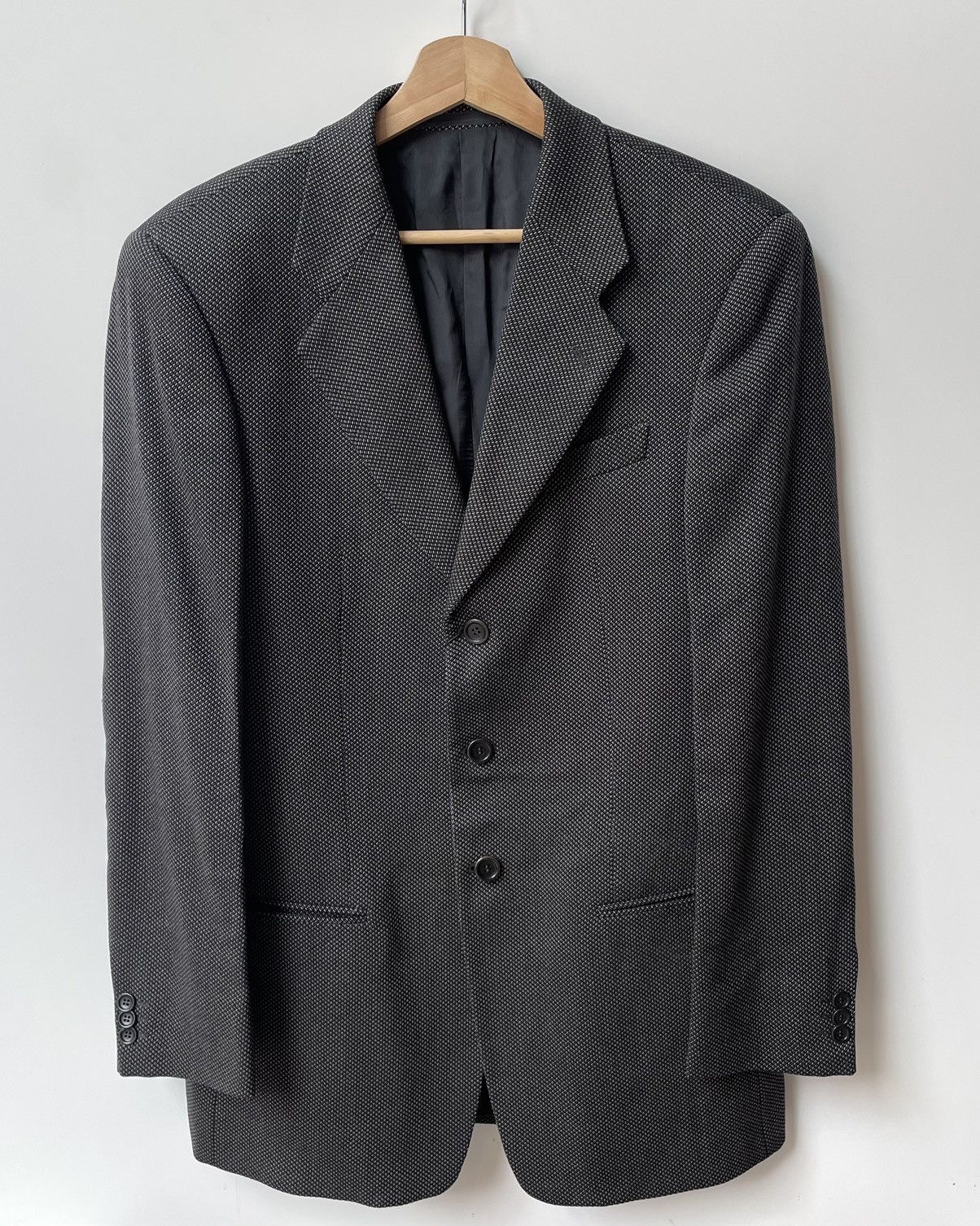Armani Collezioni Vintage Armani Dark Gray Wool Blazer Size L / US 10 / IT 46 - 4 Thumbnail