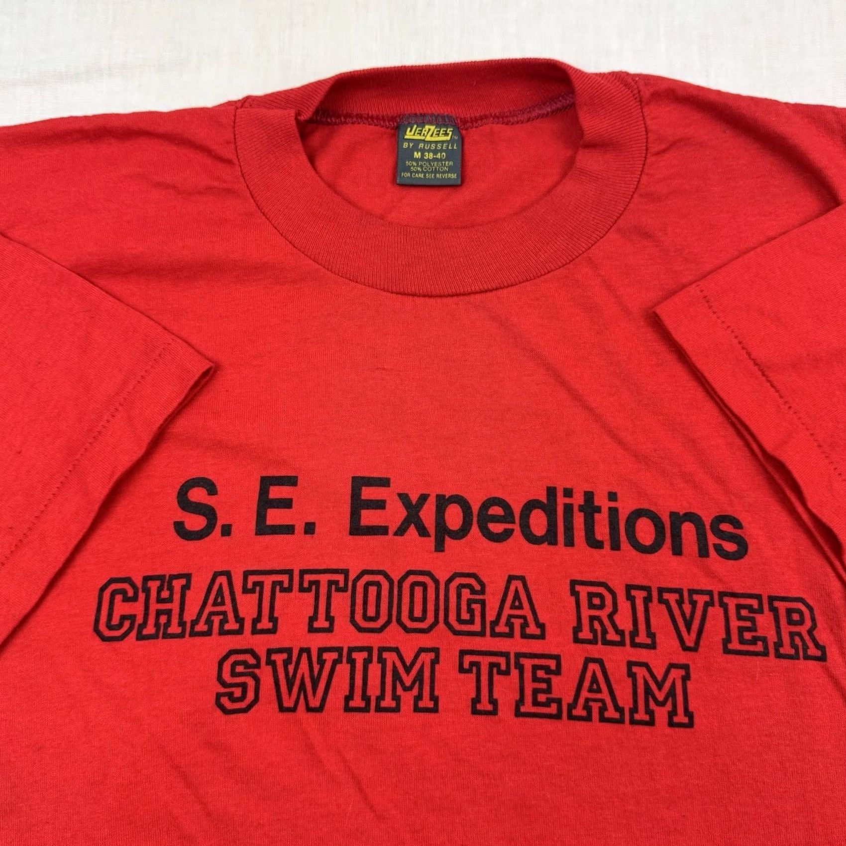 Jerzees VINTAGE JERZEES Chattooga River Swim Team T Shirt Adult Medium Red 1980s USA Mens Size US M / EU 48-50 / 2 - 2 Thumbnail