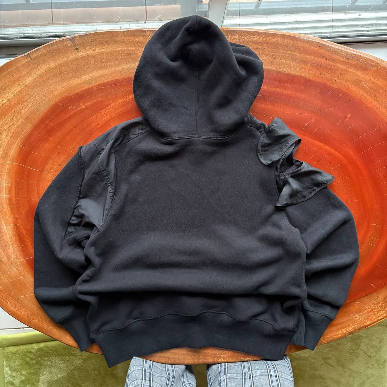 Sacai Sacai SS18 3890 Cut Out Shoulder Satin Trim Hoodie Size US S / EU 44-46 / 1 - 2 Thumbnail