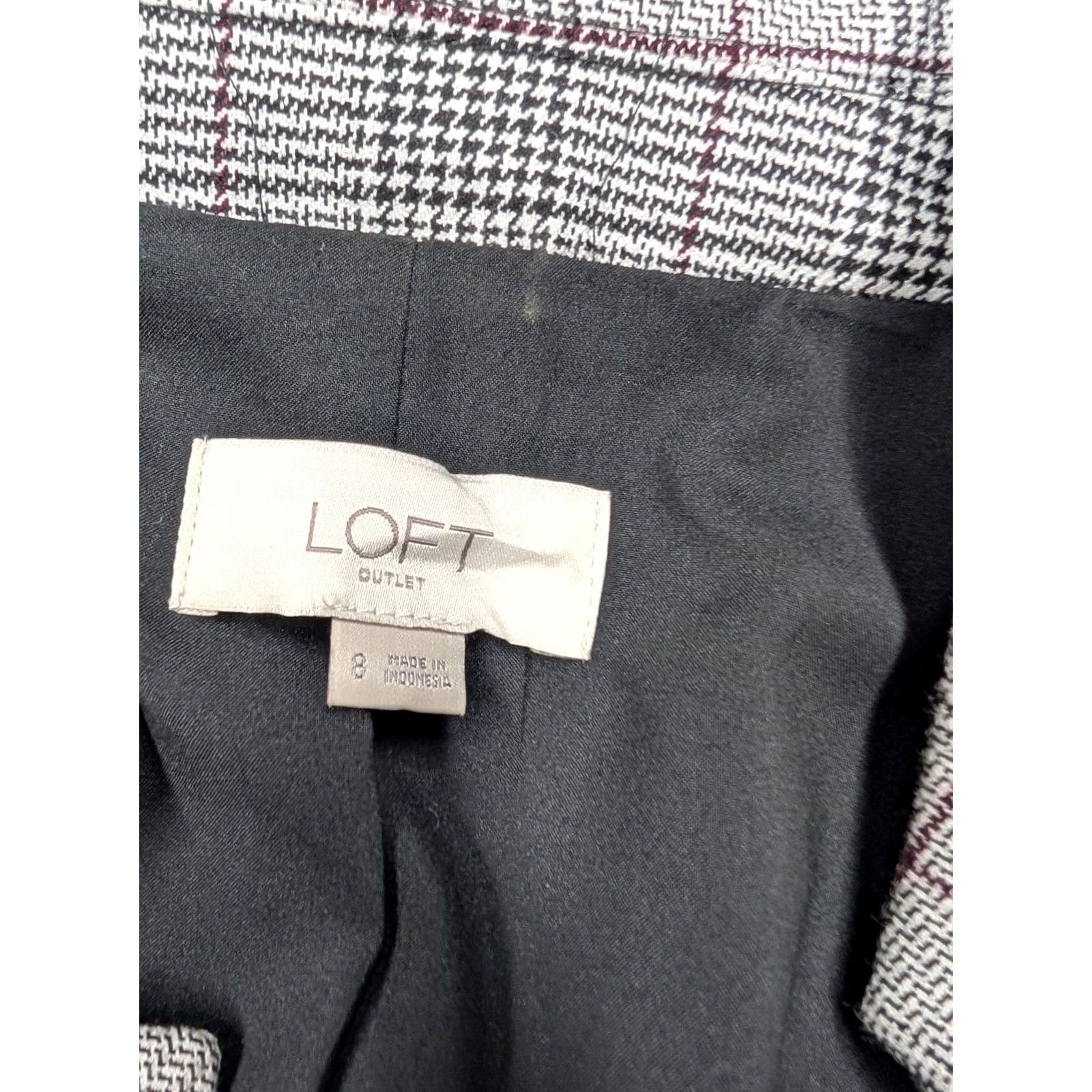 Loft LOFT Outlet Womens 8 Grey Plaid Blazer - Single-Button Style Size M / US 6-8 / IT 42-44 - 4 Thumbnail