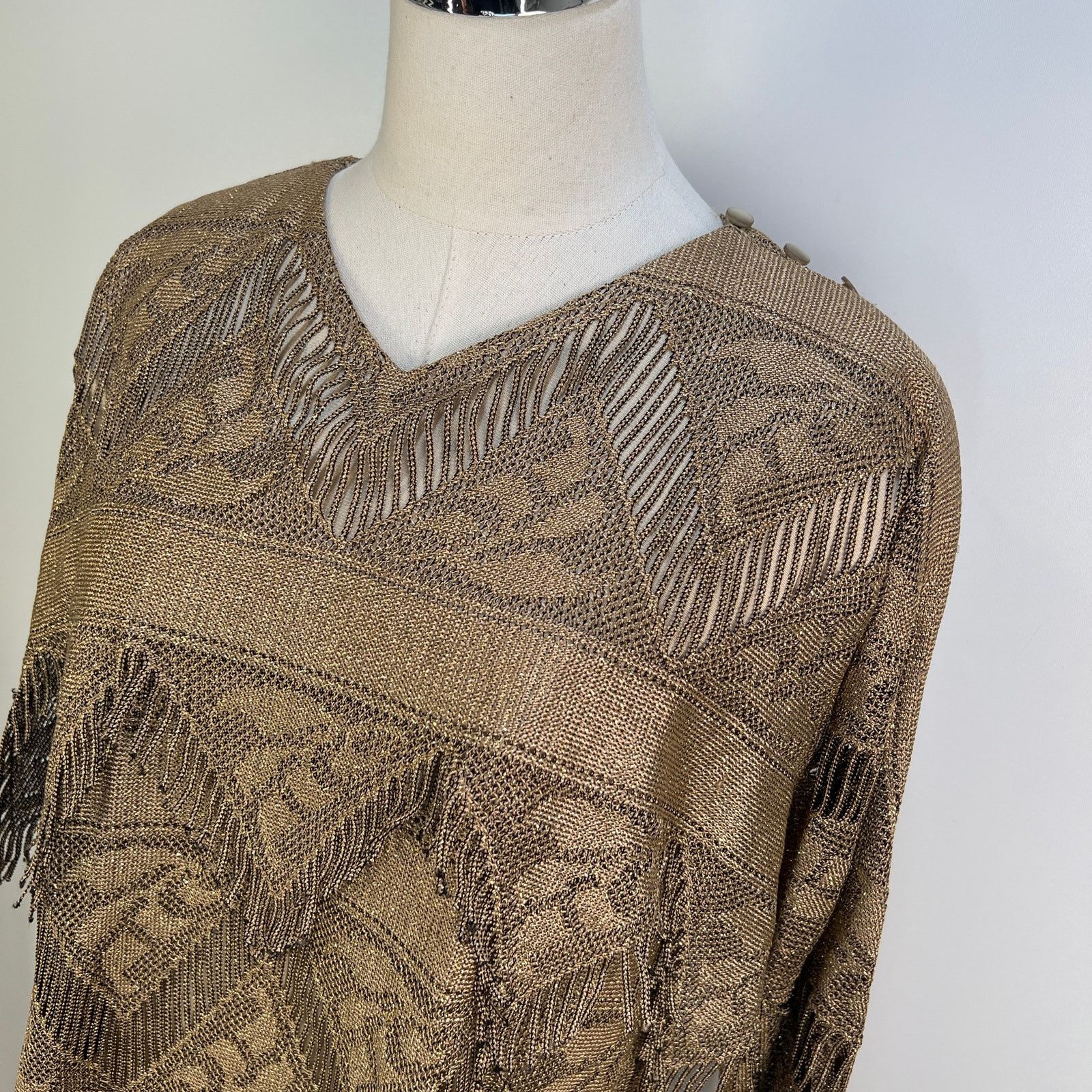 Vintage Vintage Damianou Gold Metallic Fringe 2 Piece Skirt Set Size M / US 6-8 / IT 42-44 - 2 Thumbnail