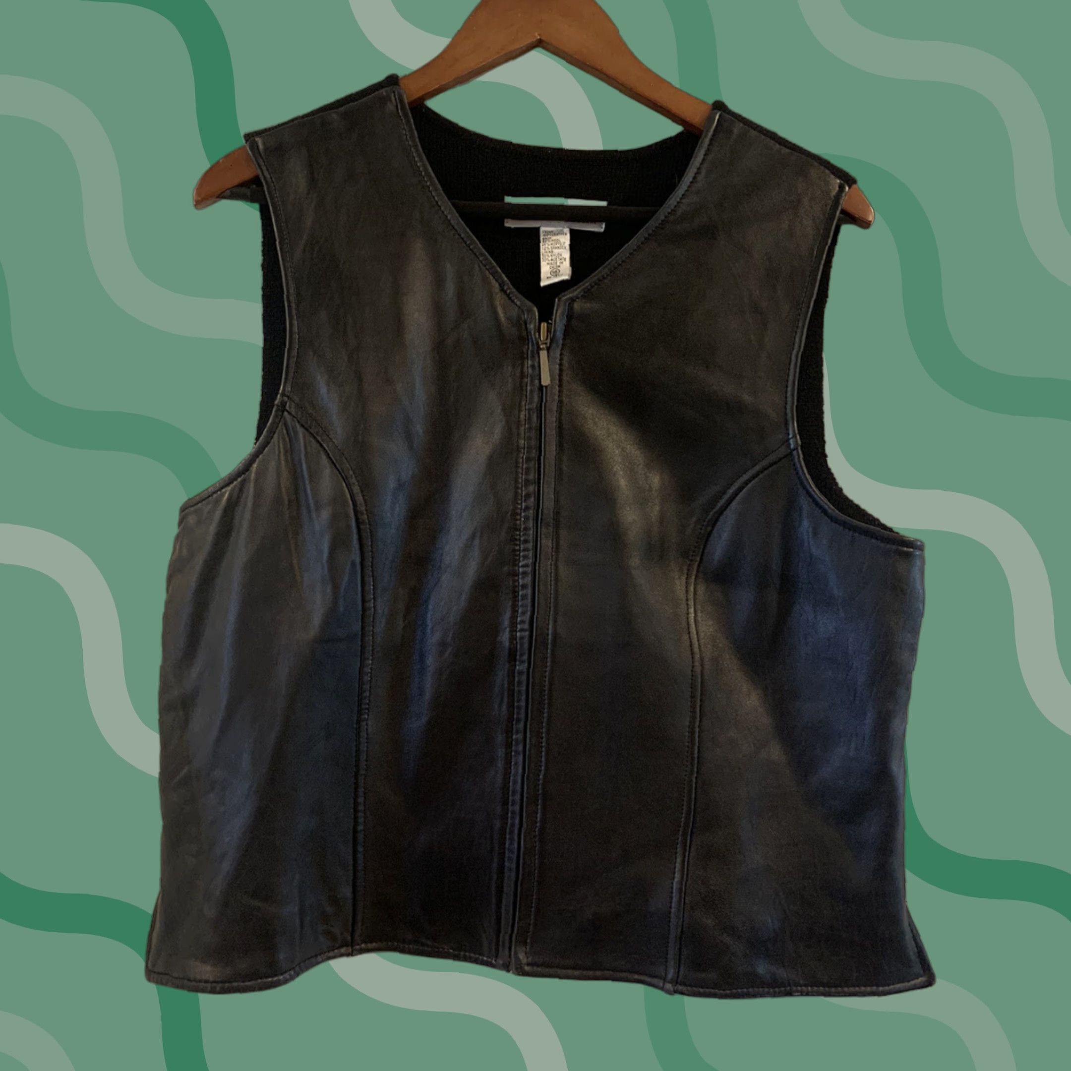 Vintage Valerie Stevens New Zealand Womens Vest Leather Zip Up Hip Length Black M VEST Womens Leather Zip Up Hip Length Black M Size M / US 6-8 / IT 42-44 - 1 Thumbnail