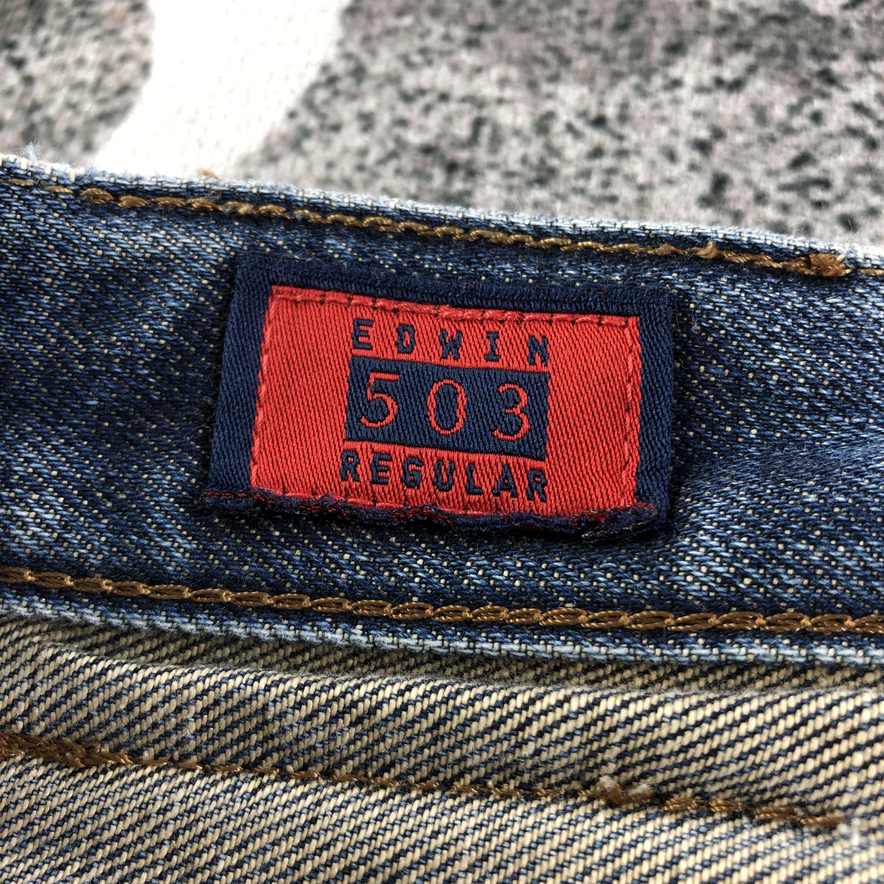 Edwin Vintage Edwin 503 Jeans Faded Blue Distressed Denim KJ1682 Size US 33 - 9 Thumbnail