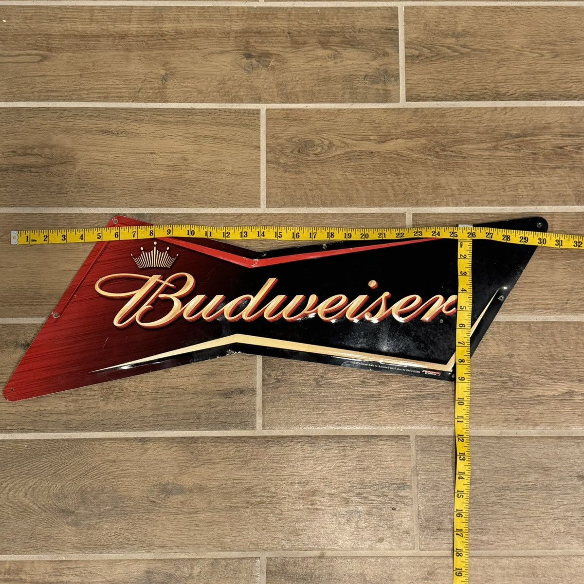 Budweiser × Vintage 2005 Budweiser Bowtie |31x10in| Beer Tin Bar Sign Man Cave Size ONE SIZE - 2 Thumbnail
