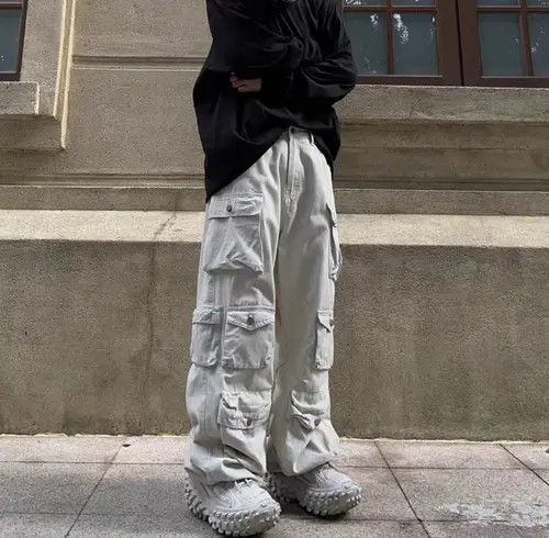 VIBE Retro multi-pocket loose wide-leg cargo trousers Size US 32 / EU 48 - 4 Thumbnail