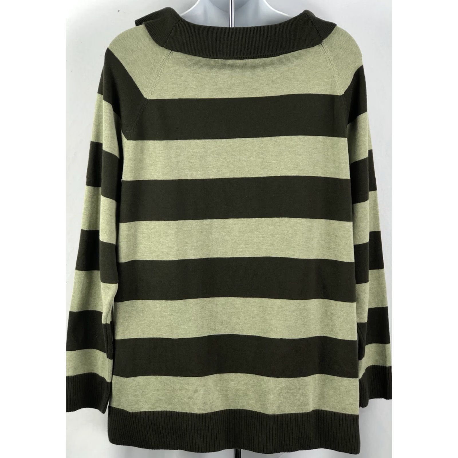 Vintage Jeanne Pierre Tunic Sweater L Green Stripe Pockets Boat Neck Grunge Retro Punk Emo Size L / US 10 / IT 46 - 3 Thumbnail