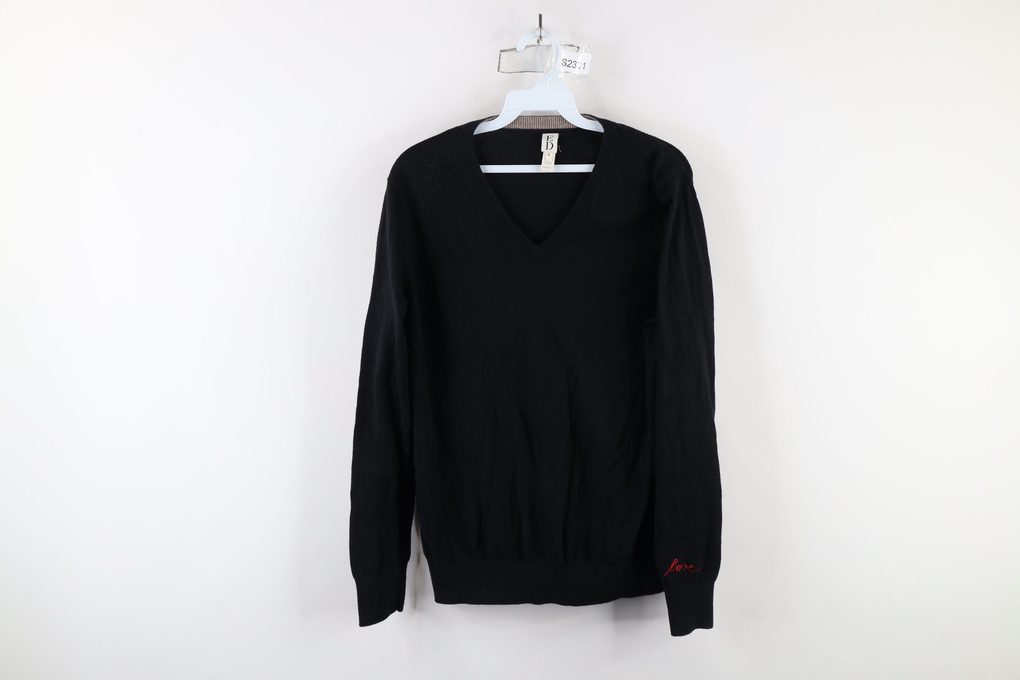 Vintage ED Ellen Degeneres Love Cashmere Blend Knit Sweater Black Size L / US 10 / IT 46 - 1 Thumbnail