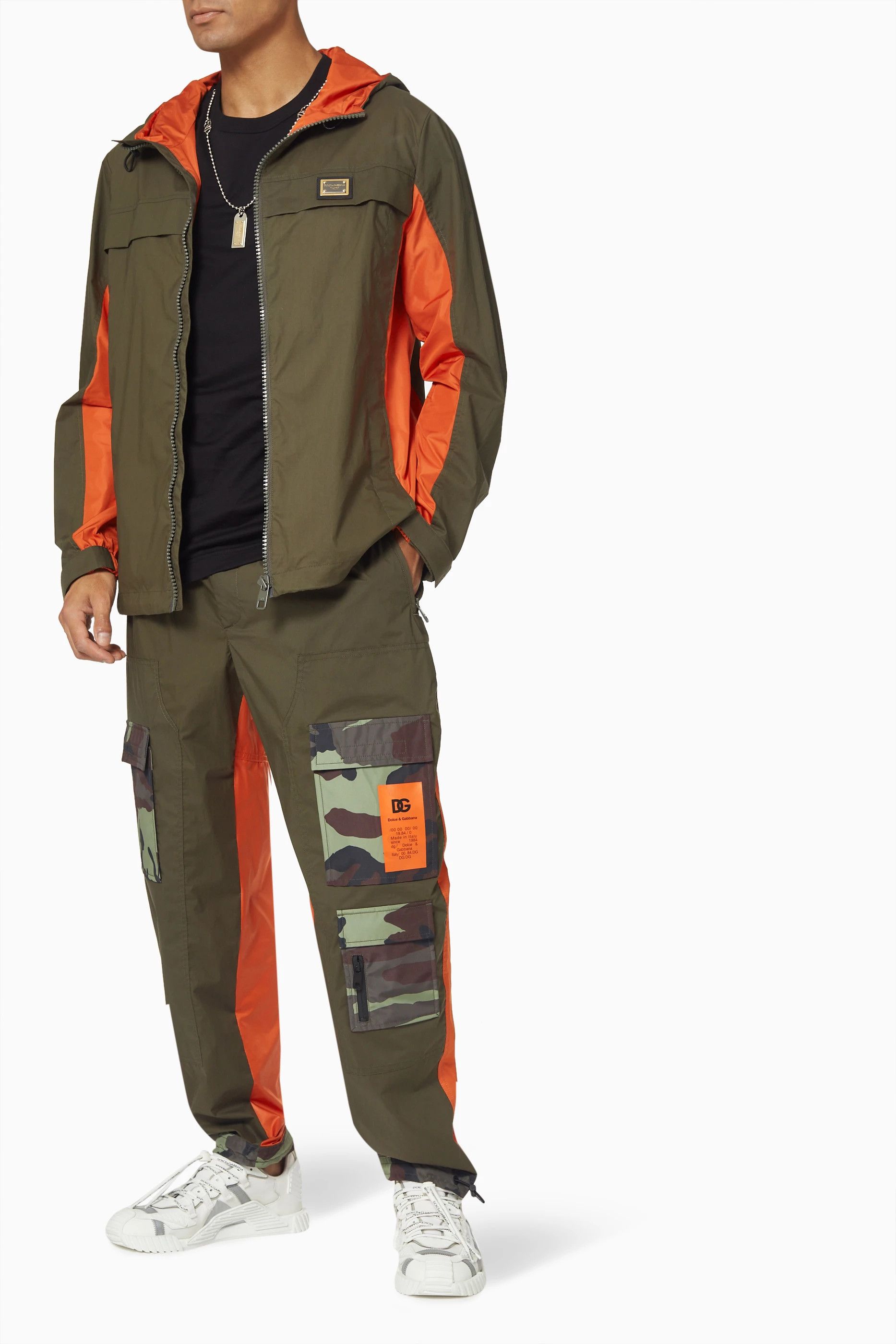 Dolce & Gabbana o1y1224 Logo Hooded Jacket in Military Green/Orange Size US S / EU 44-46 / 1 - 2 Thumbnail