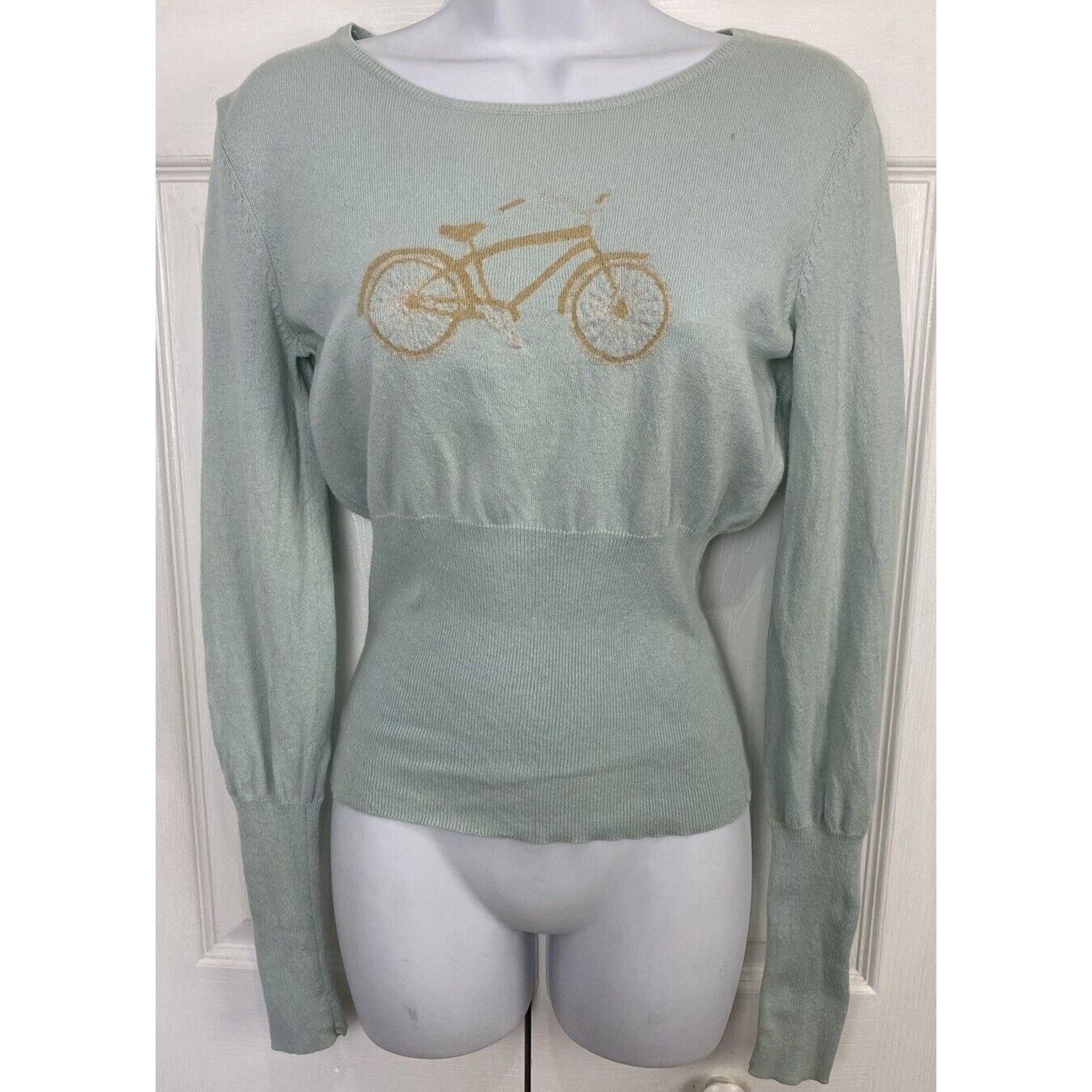 Cynthia Rowley Cynthia Rowley Sample Sweater Blue Bicycle Bike Long Sleeve Size S / US 4 / IT 40 - 2 Thumbnail
