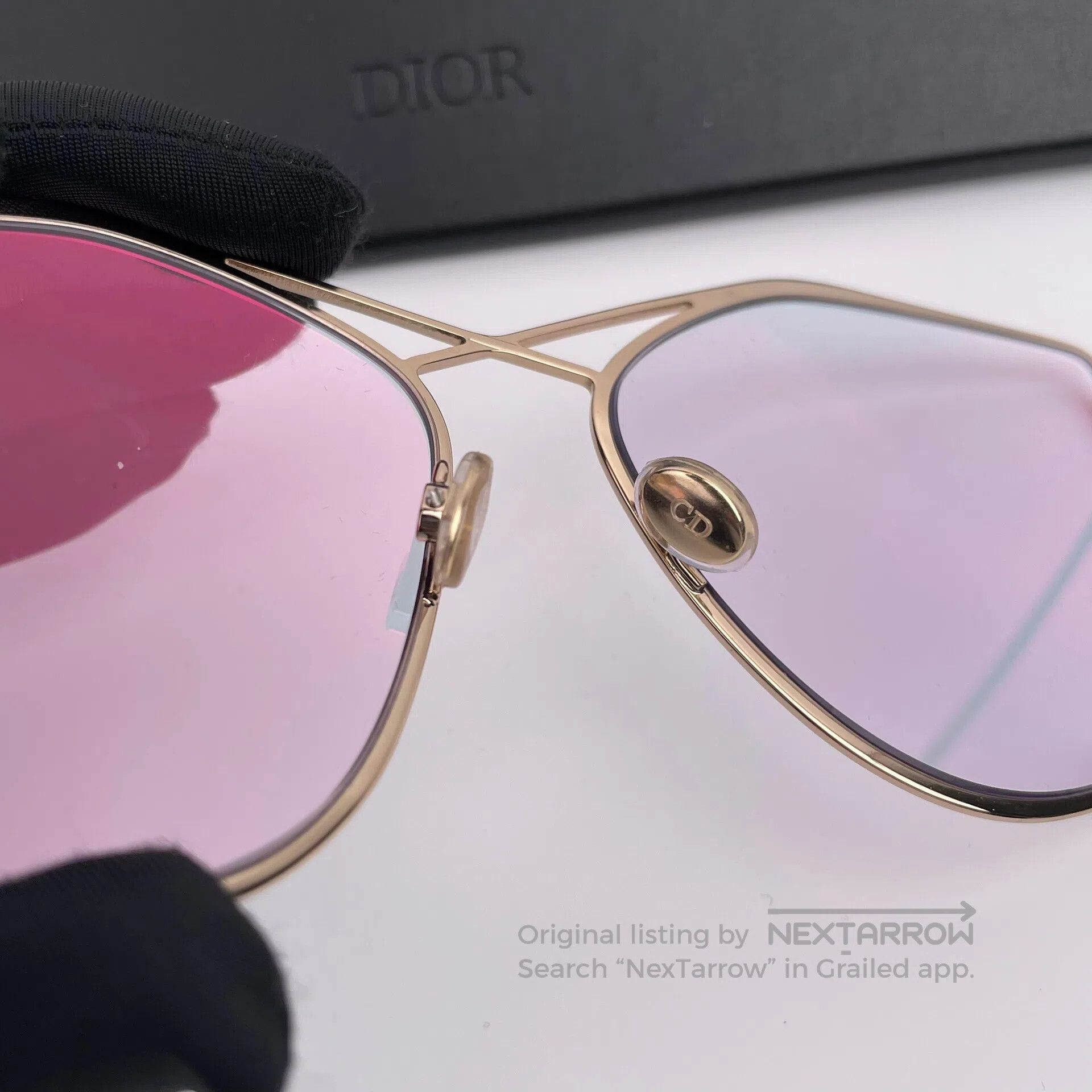 Dior Dior Gold Polygon Transparent Pink Lenses| Size ONE SIZE - 6 Thumbnail