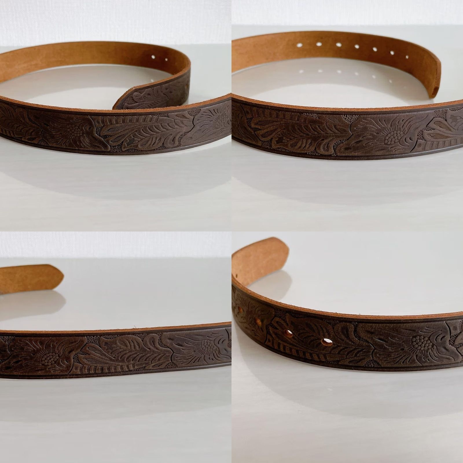 Ralph Lauren RRL Ralph Lauren Belt Leather Brown Emboss Pattern Curving 30 in Pre-owned Mens Size 30 - 8 Thumbnail