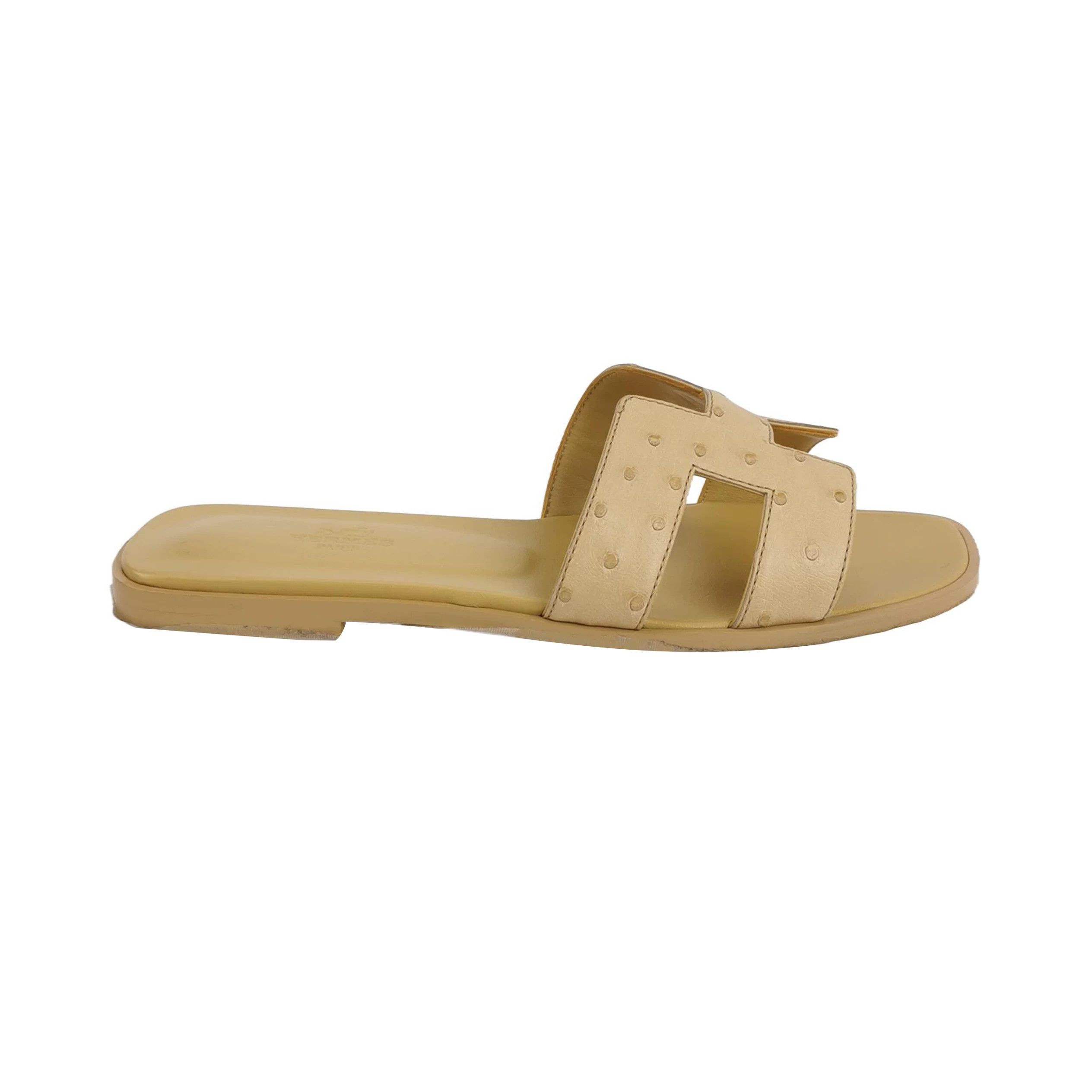 Hermes Hermes Oran Ostrich Leather H Slippers 38 Size US 7 / IT 37 - 1 Thumbnail
