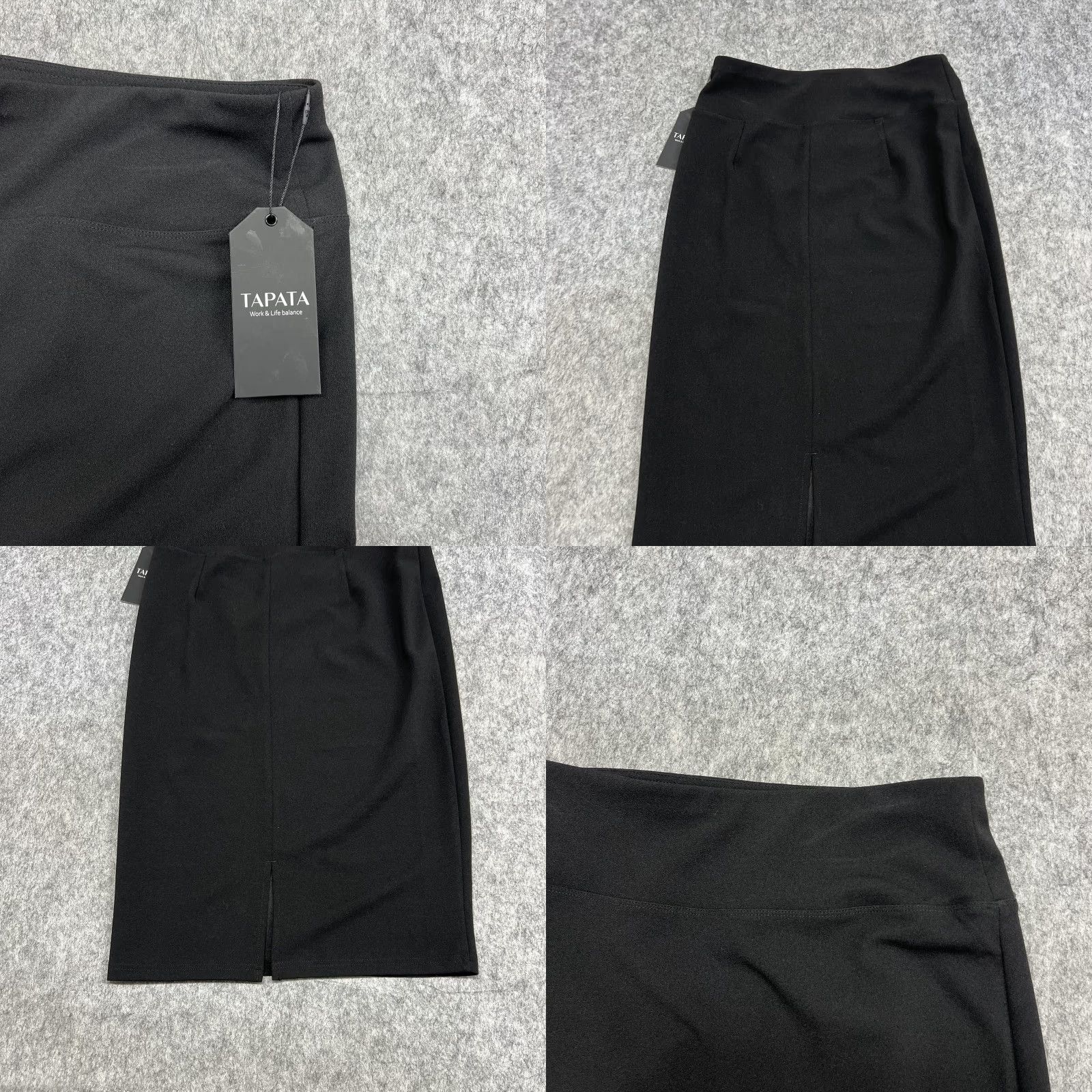 Vintage TAPATA Skirt Womens M Black Pencil Knee Length Stretch Pull On Workwear Office Size 32" / US 10 / IT 46 - 8 Thumbnail