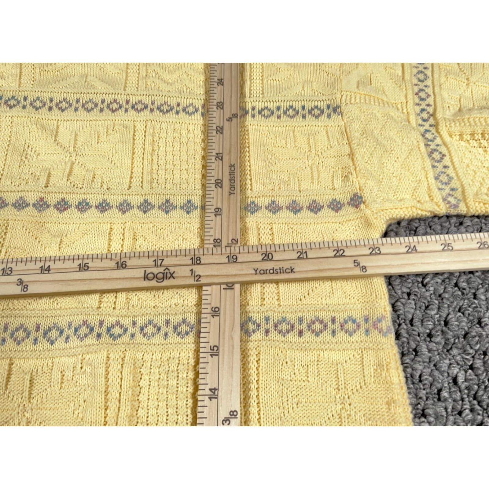 Basic Editions VINTAGE Basic Editions Sweater Womens L Yellow Oversized Chunky Knit Mock Neck Geometric 90s Size L / US 10 / IT 46 - 6 Thumbnail
