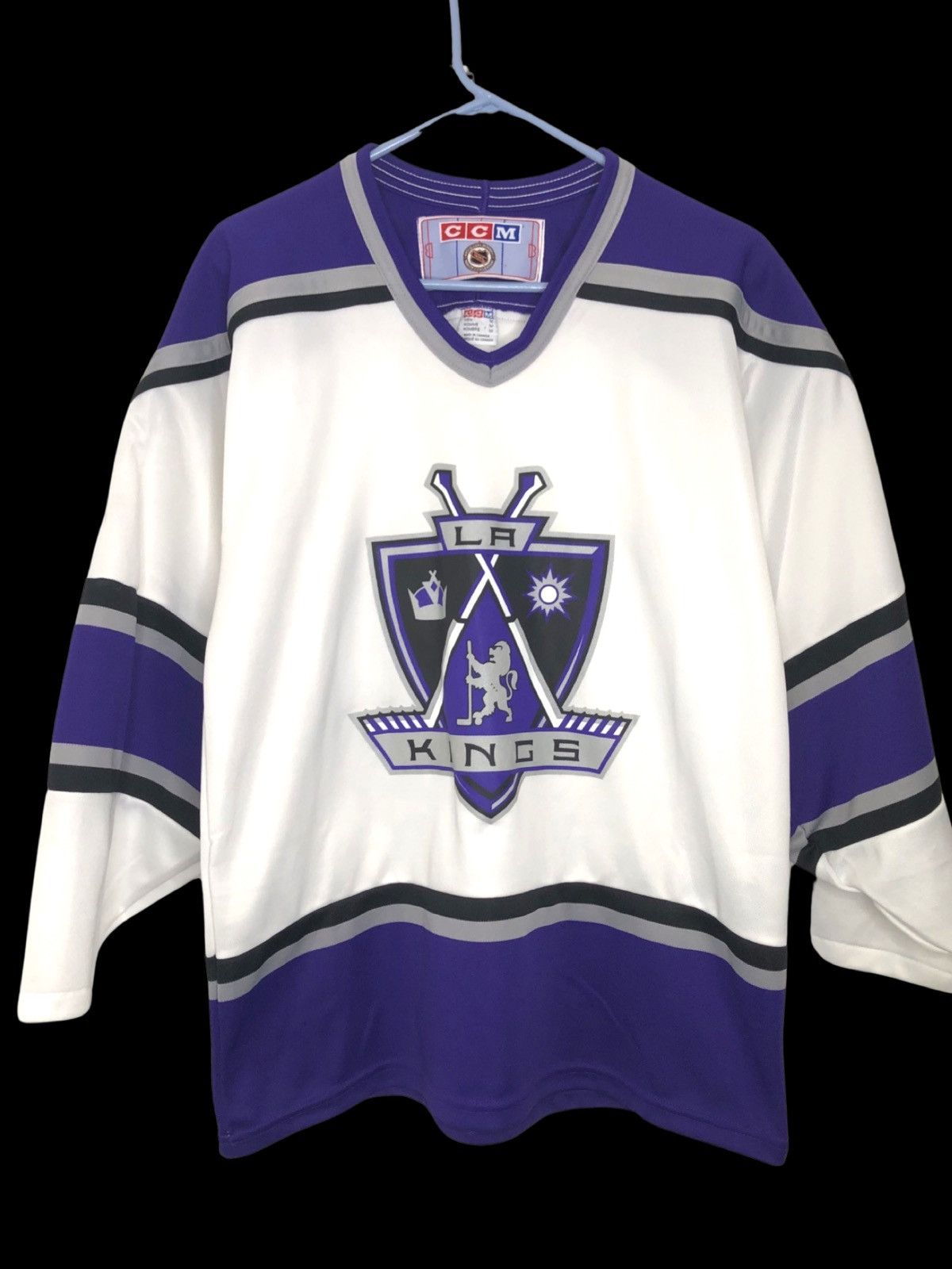 90s Vintage NHL CCM Hockey Jersey Los Angeles Kings Marcel Dionne LARGE  Purple