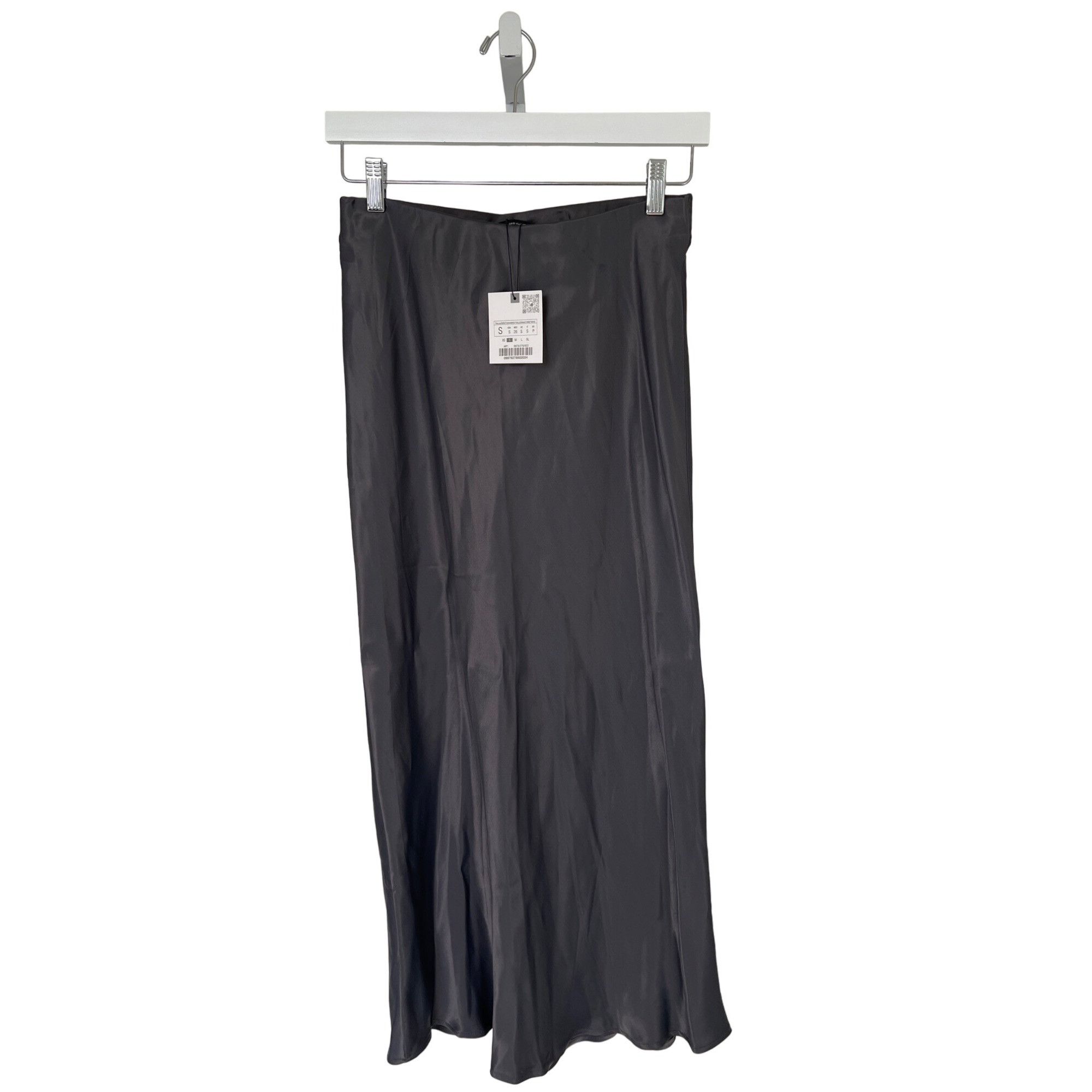 Zara Zara Space Grey Silky Midi Skirt Size 27" / US 4 / IT 40 - 7 Thumbnail