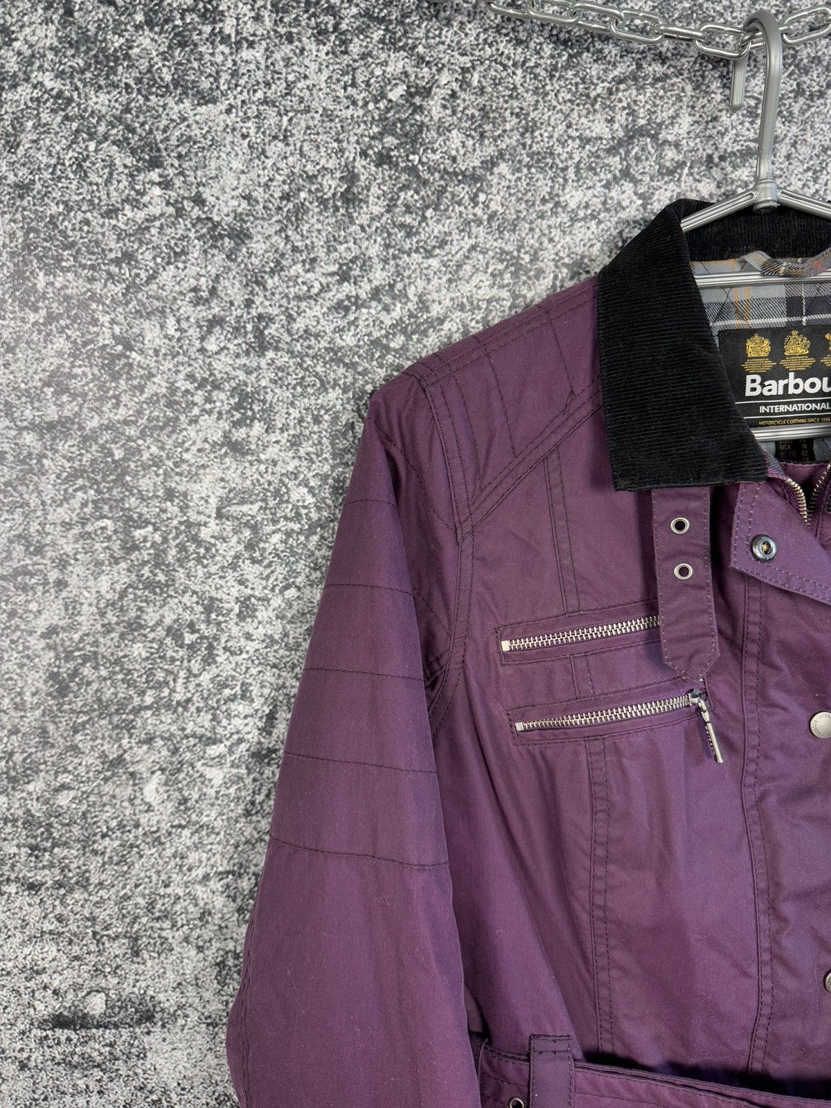 Barbour Women’s Barbour International Fireblade Belted Wax Jacket Size L / US 10 / IT 46 - 3 Thumbnail