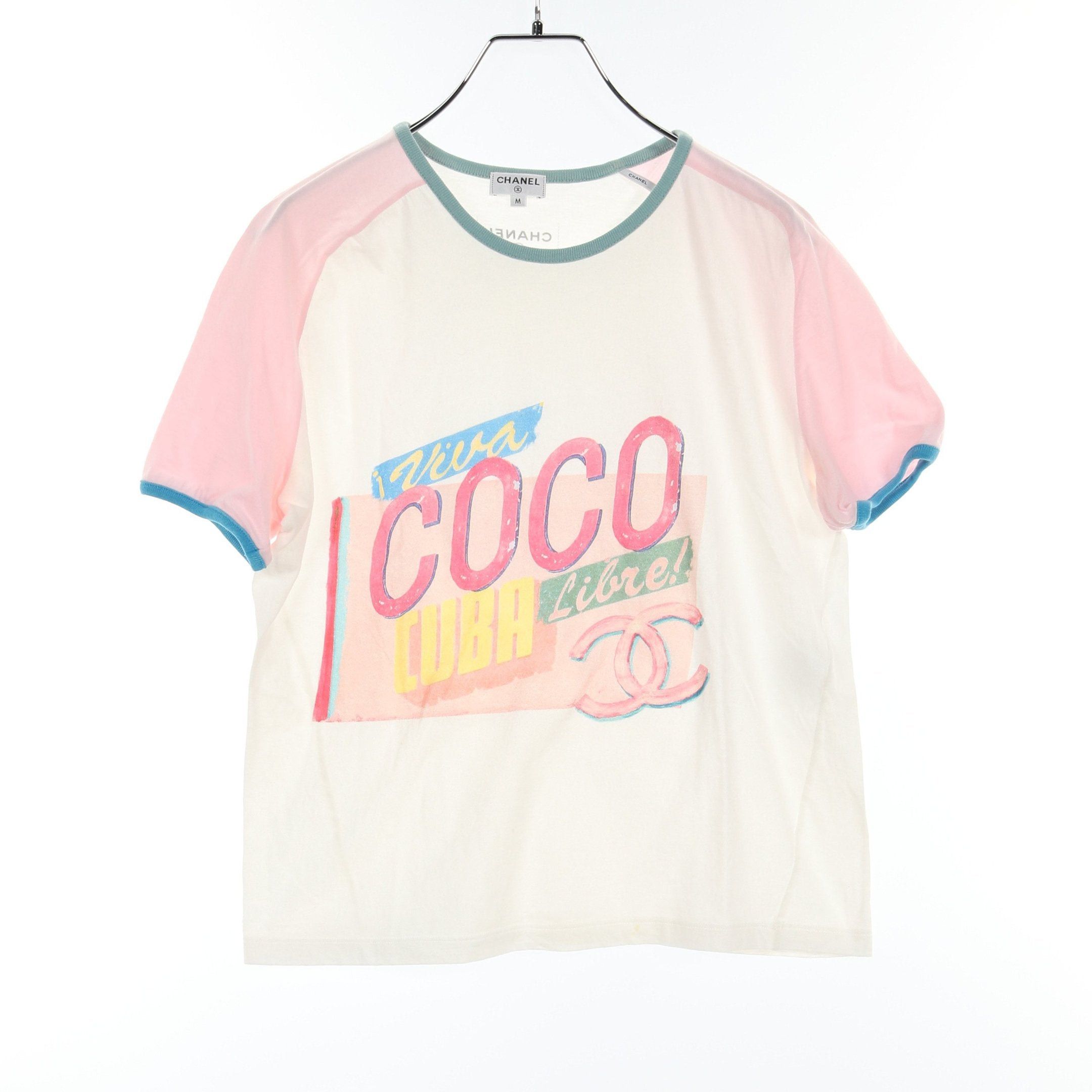 Chanel Chanel Coco Mark T-Shirt Crew Neck Cotton White Pink Multicolor Size ONE SIZE - 1 Thumbnail