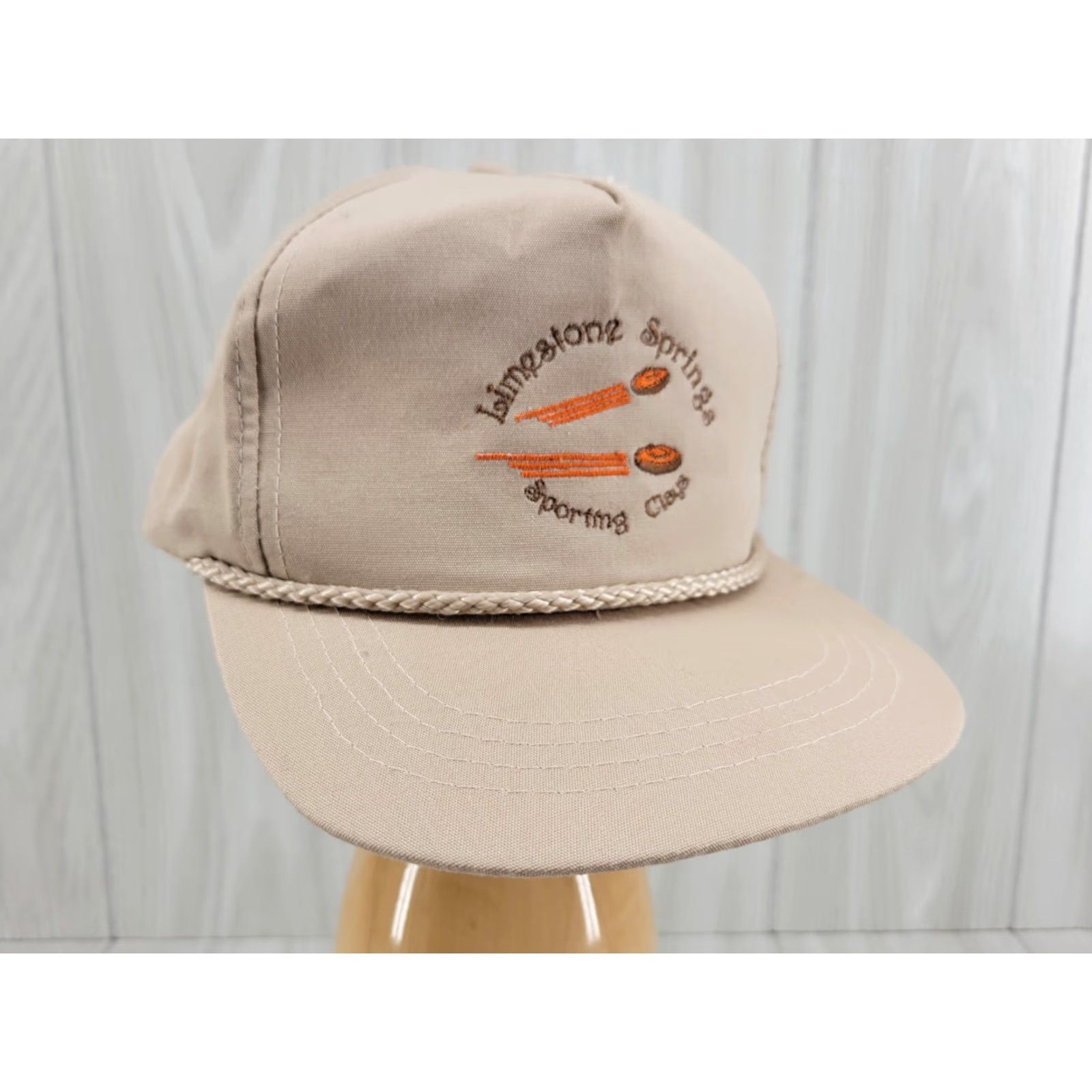 Vintage VINTAGE Limestone Springs Sporting Clays Hat Cap Tan Adjustable Embroidered Snapback Men Sports Cap Tan White Cotton Hat Cap Size ONE SIZE - 2 Thumbnail